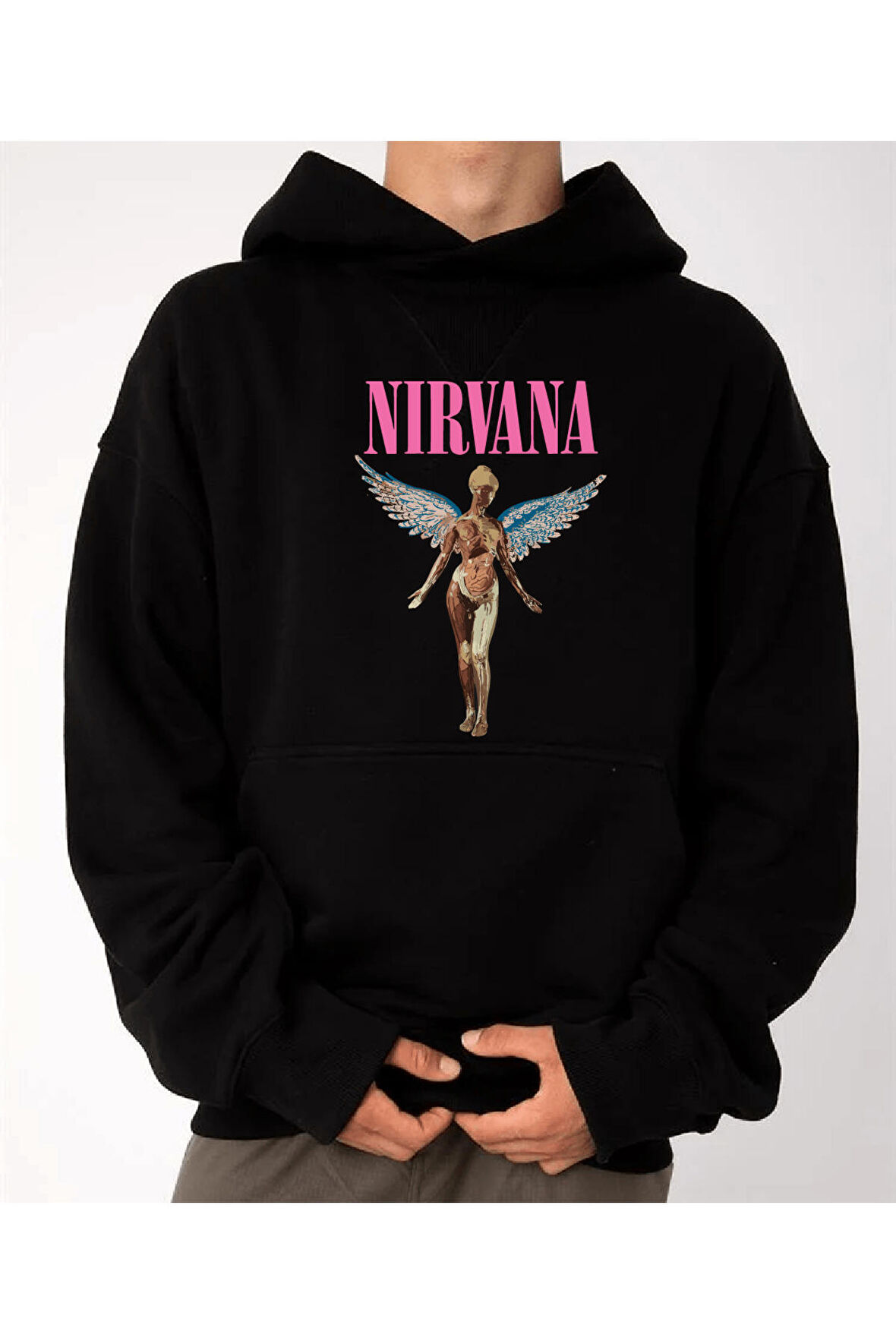 Unisex Oversize Nirvana Kapüşonlu Sweatshirt