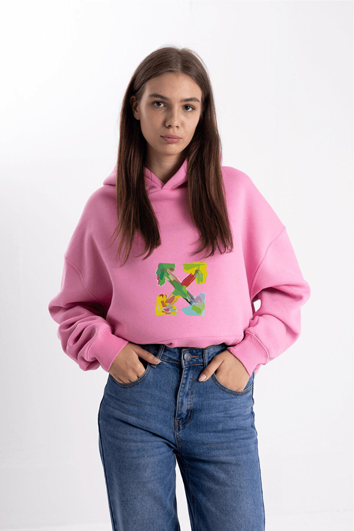 Unisex Oversize Four Kapüşonlu Sweatshirt