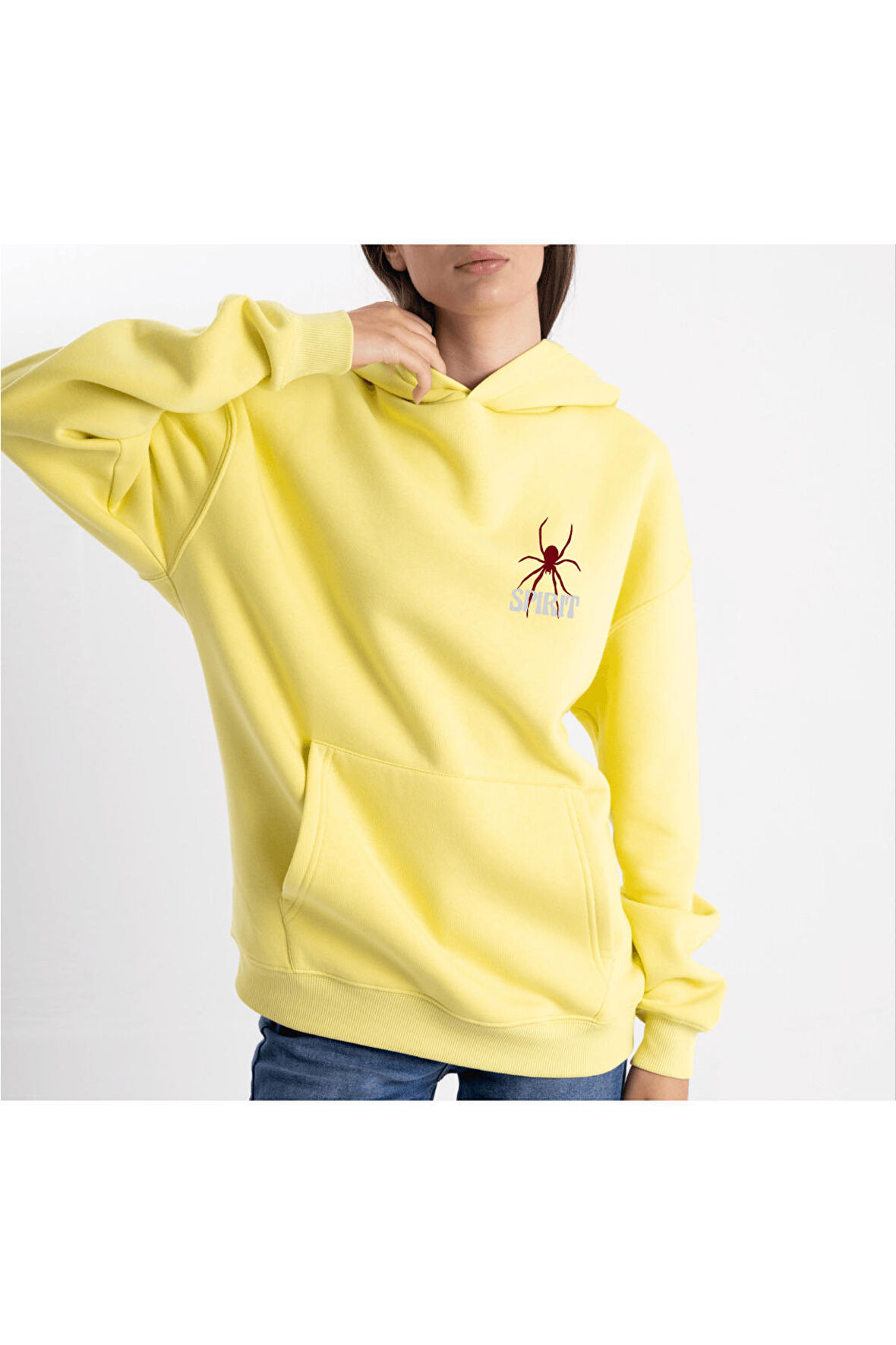 Unisex Oversize Spirit Kapüşonlu Sweatshirt