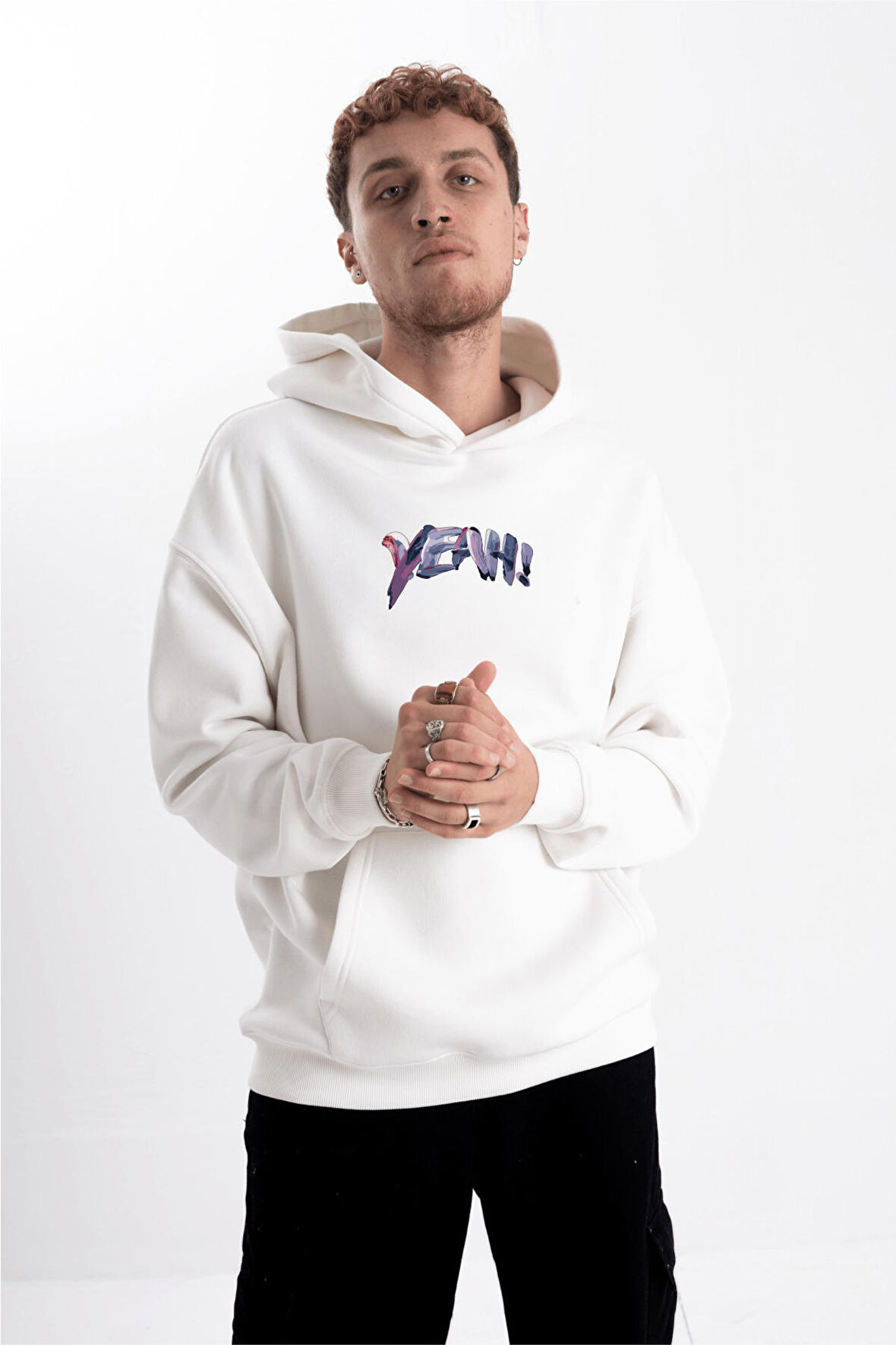 Unisex Oversize YEAH! Kapüşonlu Sweatshirt