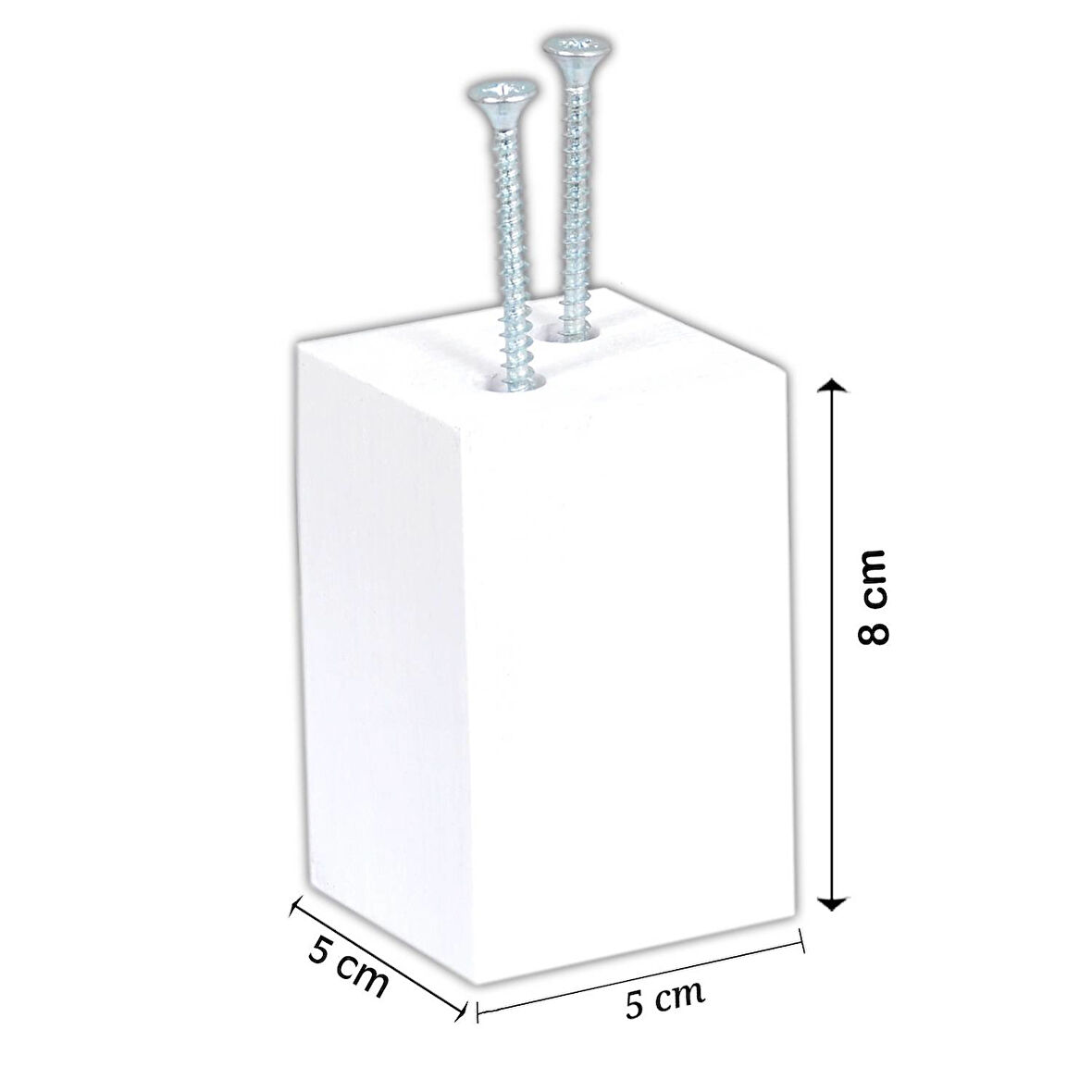 Masa Sandalye Koltuk Sehba Kanepe Ünite Ağaç  Ayak Yükseltici Ağaç Takoz Boy 8 cm En 5x5 cm Beyaz Renk