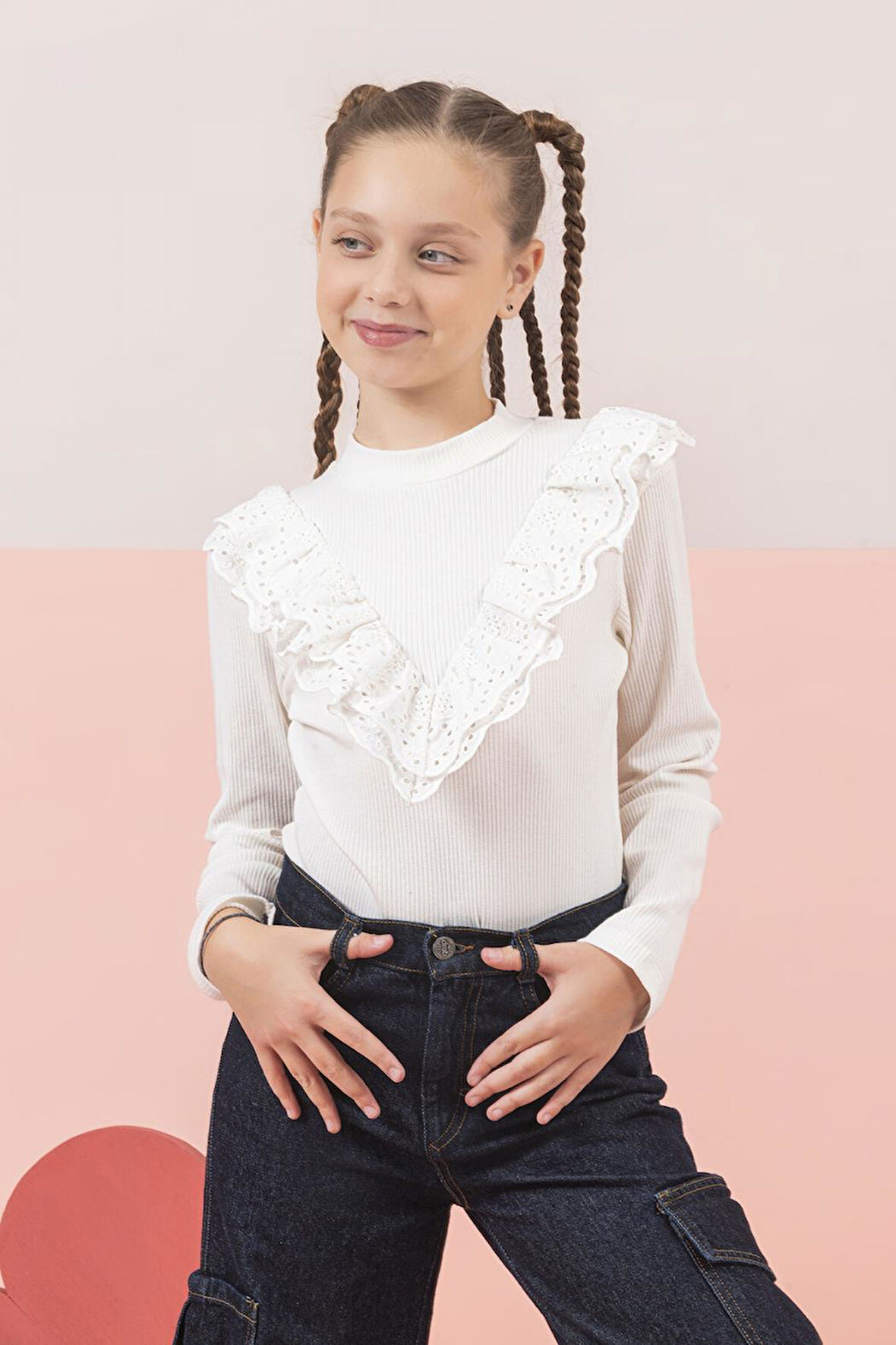 Dmb Kız Çocuk Badi 4-9 Yaş Ekru