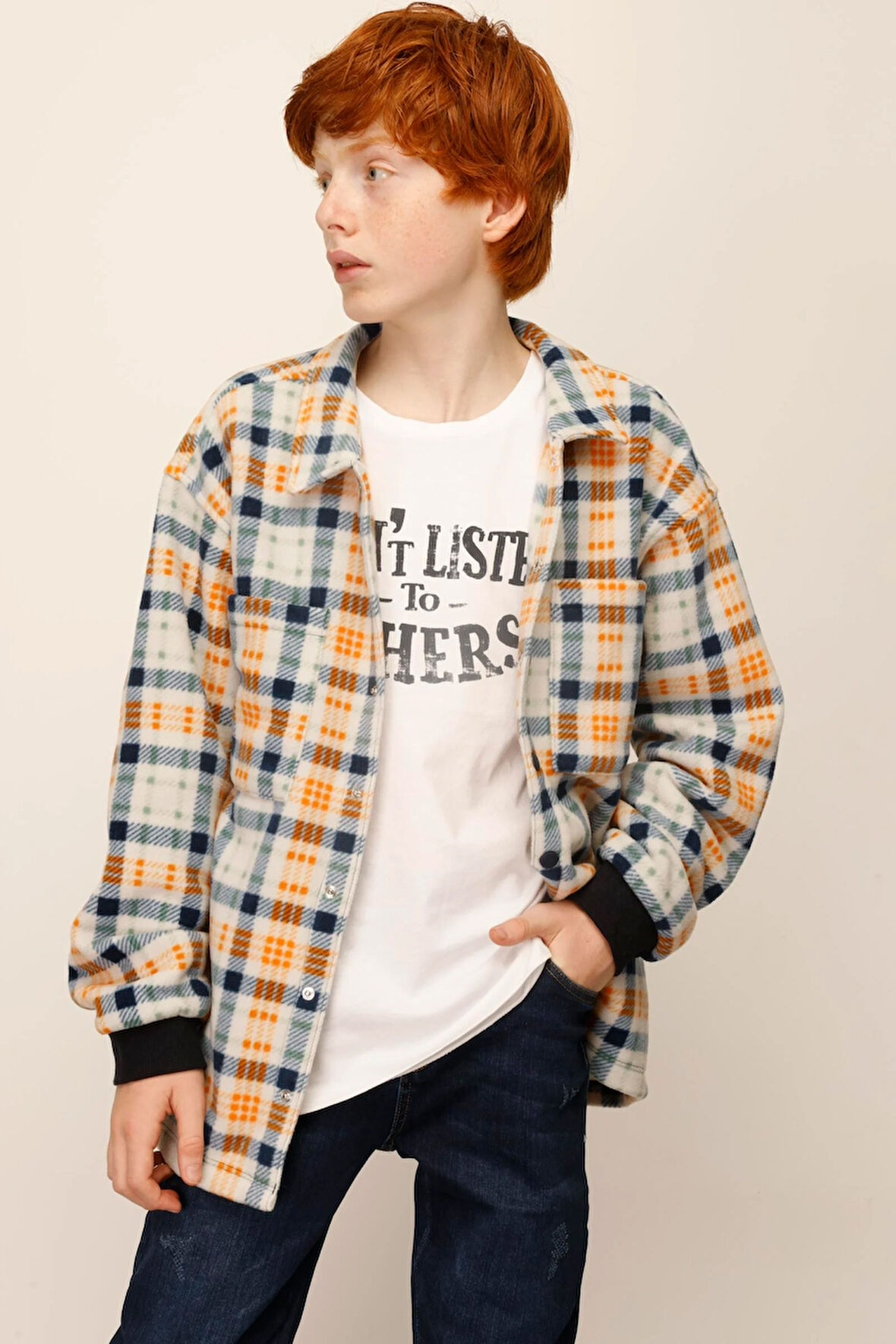 Jena Erkek Çocuk Ekose Polar Gömlek 9-14 Yaş KARMA