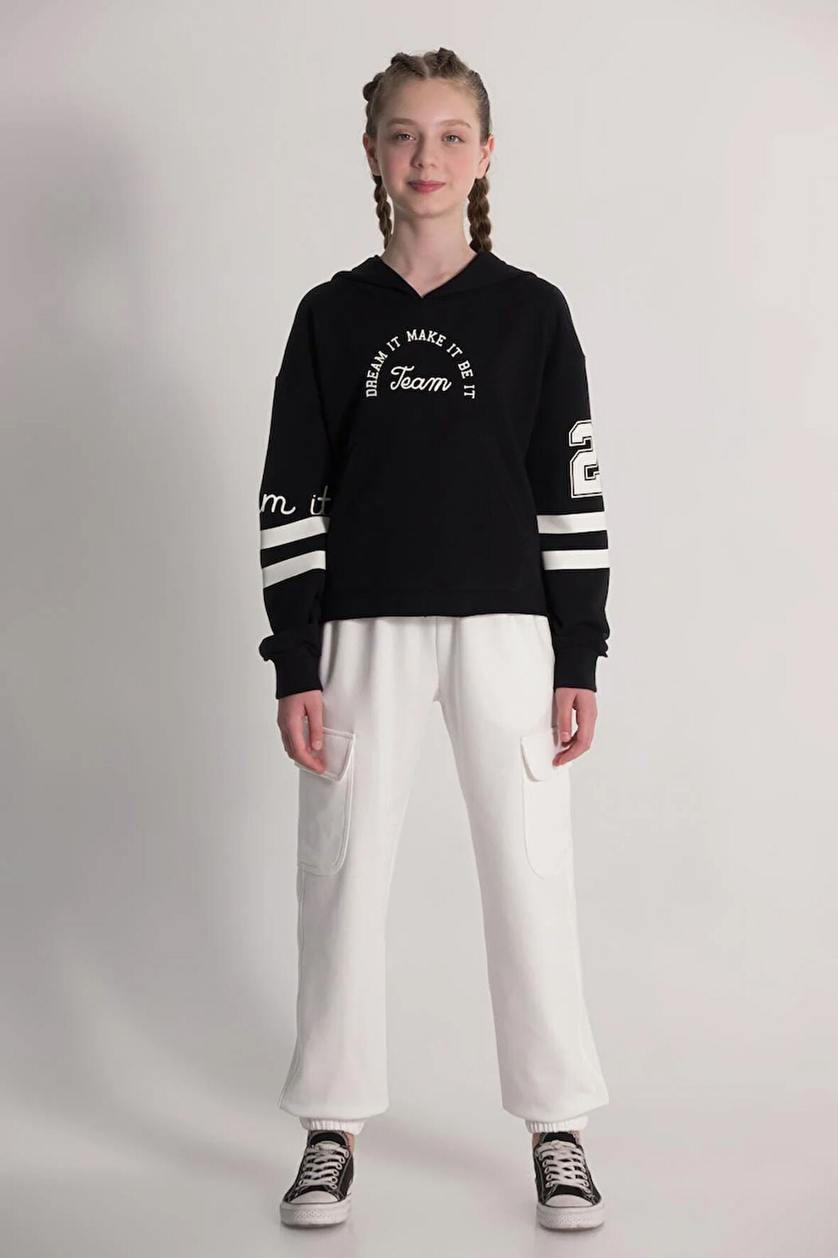 Dmb Kız Çocuk Kolej Sweatshirt 9-14 Yaş Siyah