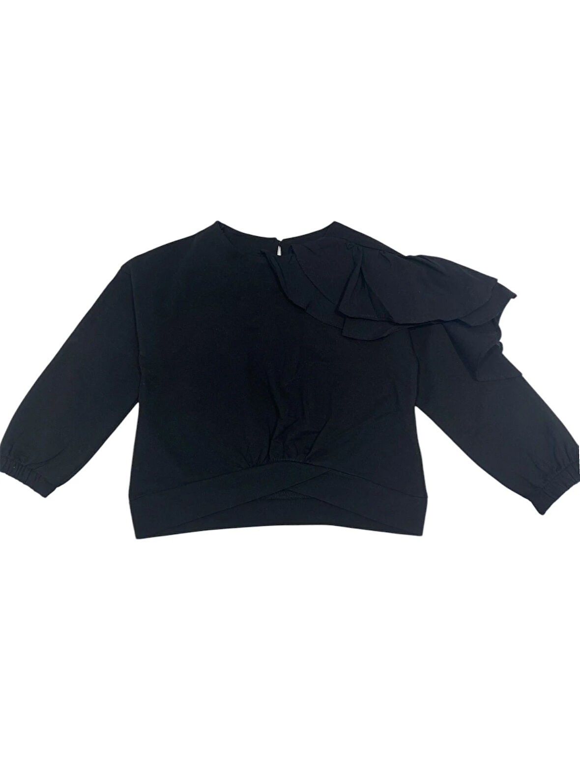 Cikoby Kız Çocuk Fırfırlı Sweatshirt 3-8 Yaş Siyah