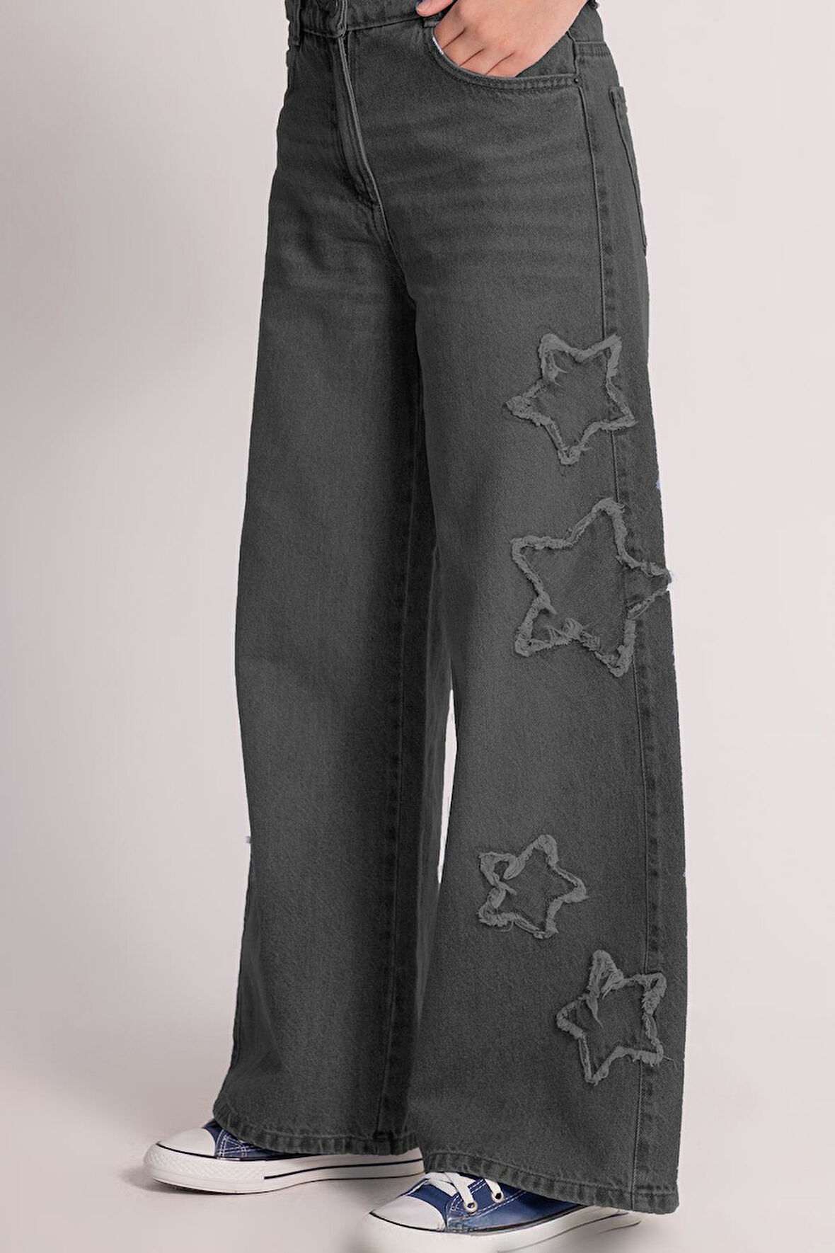 Dmb Kız Çocuk Yıldızlı Kot Pantolon 9-14 Yaş Füme