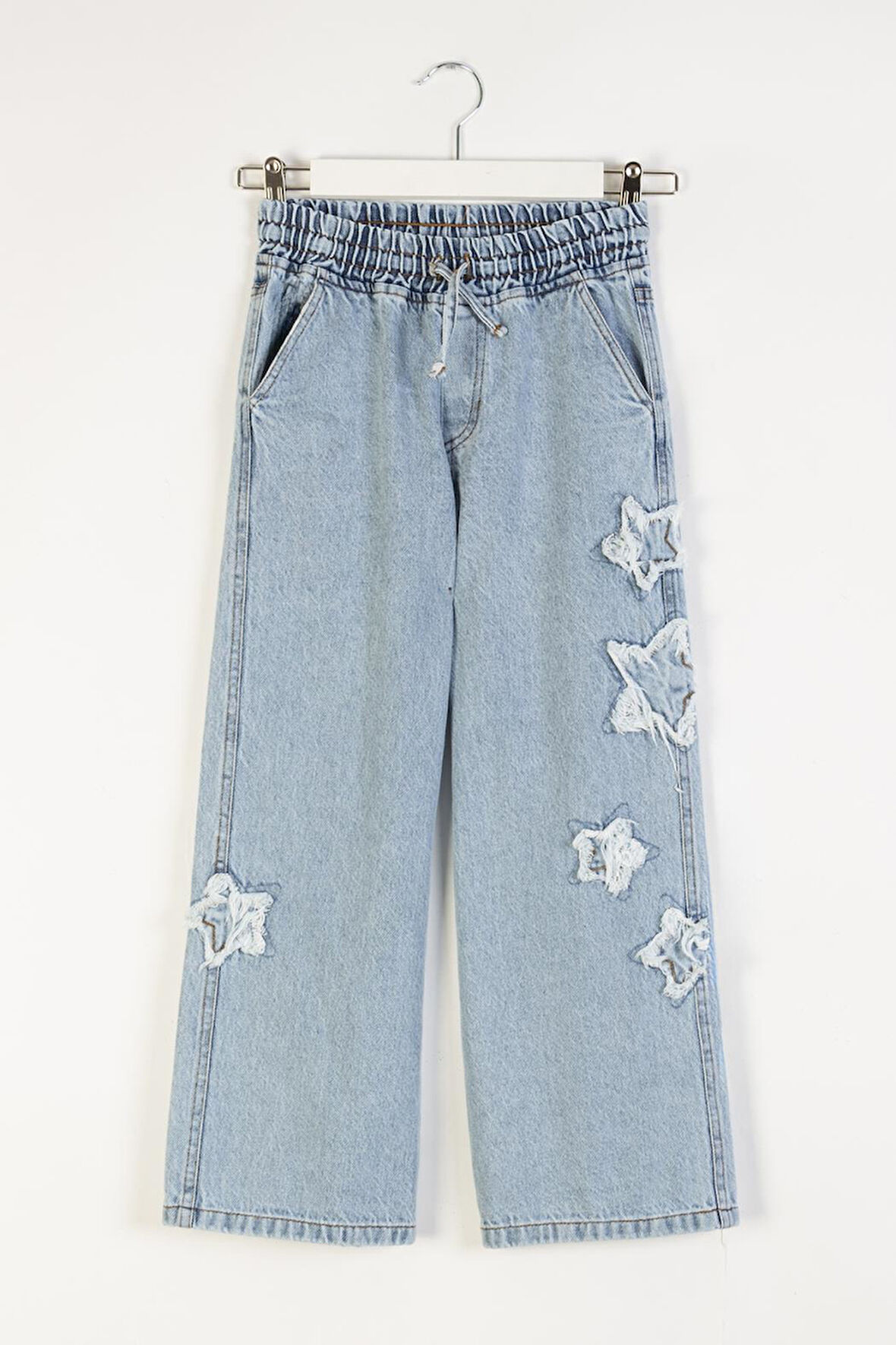 Dmb Kız Çocuk Yıldız Baskılı Kot Pantolon 4-9 Yaş Mavi