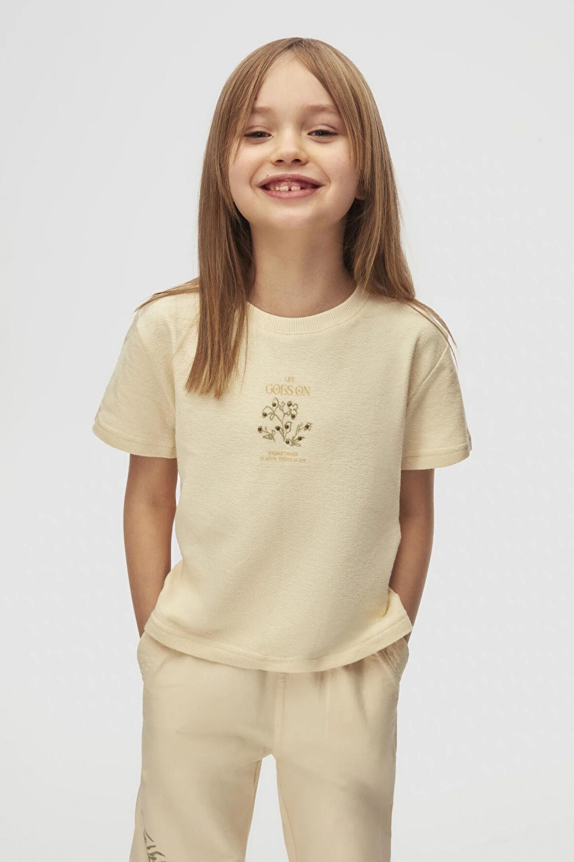 Nk Kız Çocuk Joy Tshırt 4-8Yaş Bej