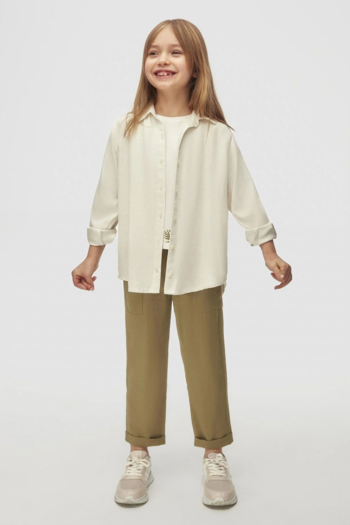 Nk Kız Çocuk Paprika Gömlek 4-8 Yaş Krem