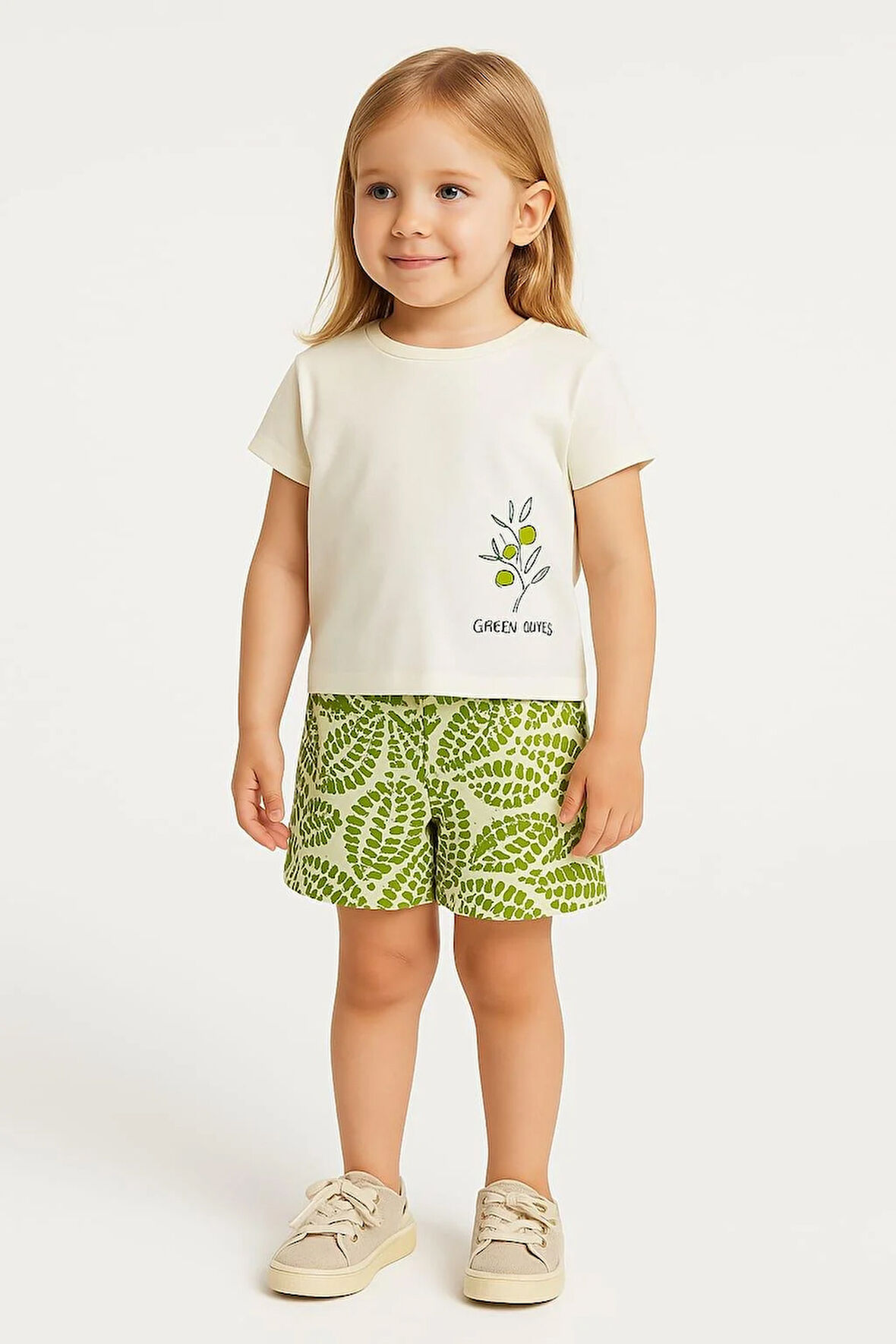 Nk Kız Bebek Green Tshirt 1-4 Yaş Krem