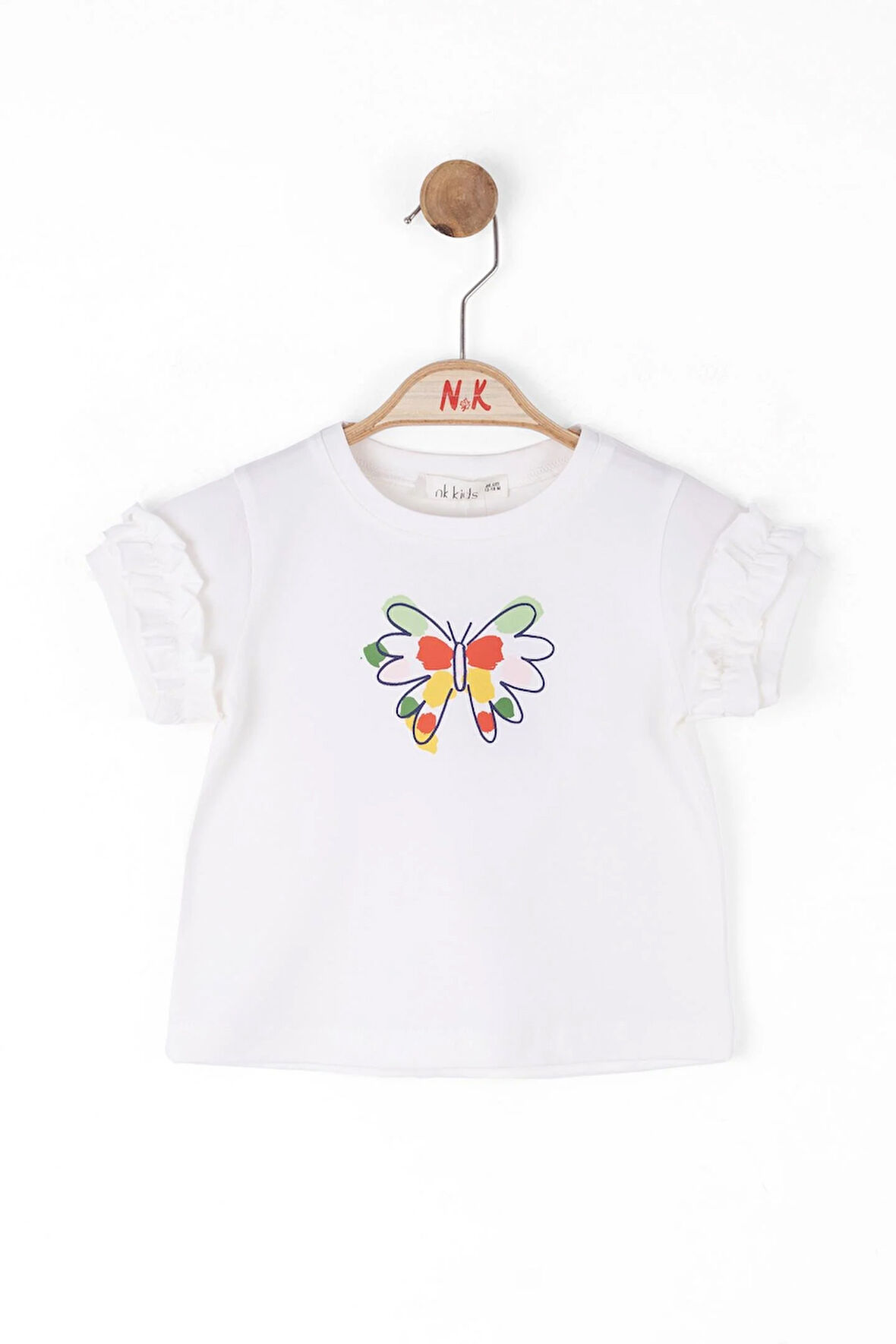 Nk Kız Bebek Kelebek Tshirt 1-4 Yaş Ekru