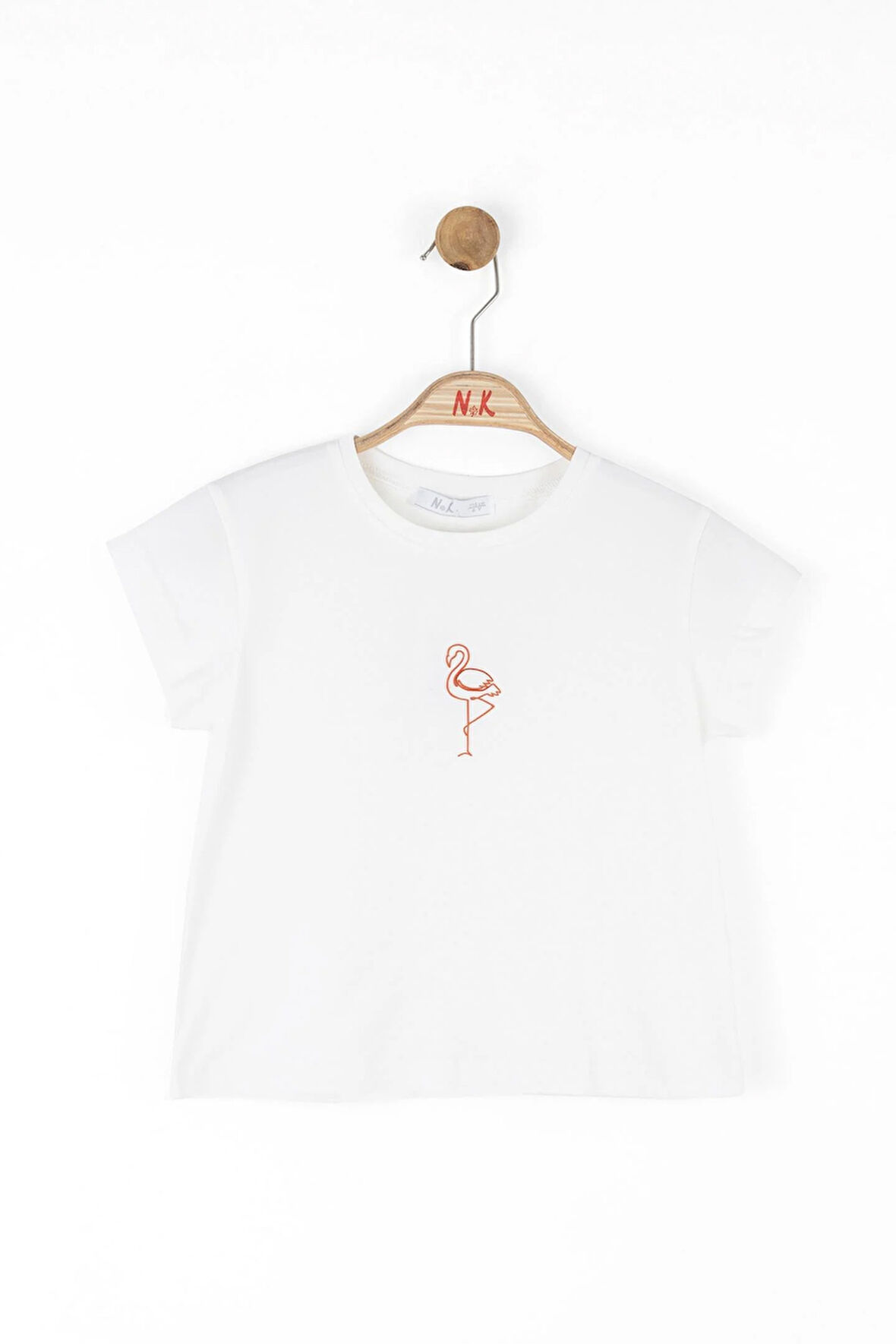 Nk Kız Çocuk Flamingo Tshirt 4-8 Yaş Ekru