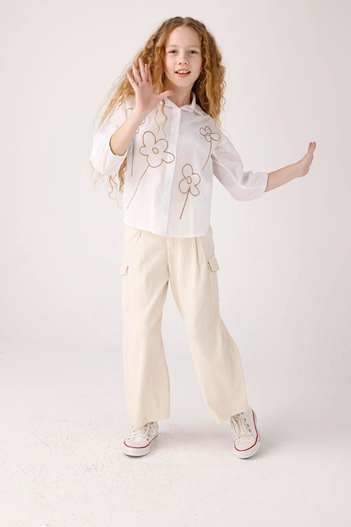 Jena Kız Çocuk Natural Pantolon 7-14 Yaş Krem