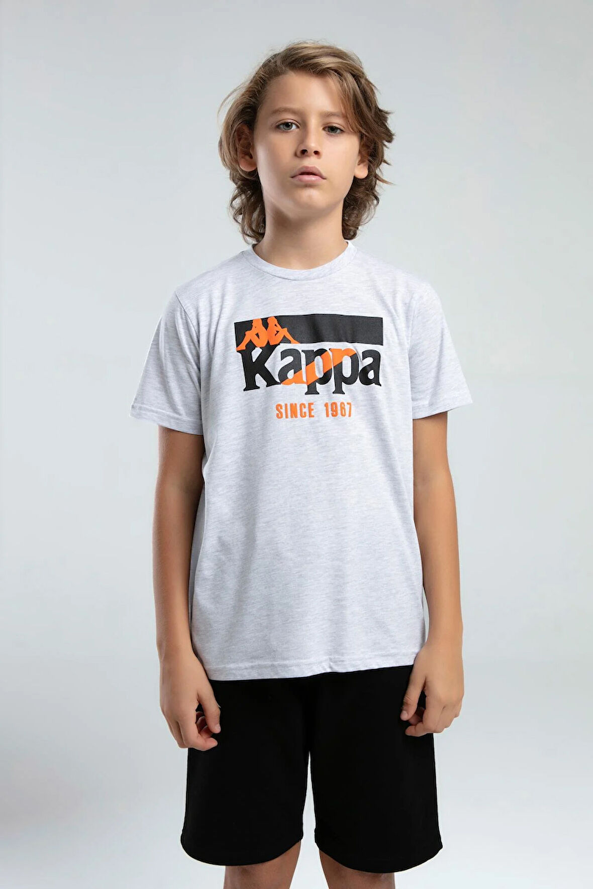 Kappa Erkek Çocuk Baskılı Tshirt 5-16 Yaş Gri