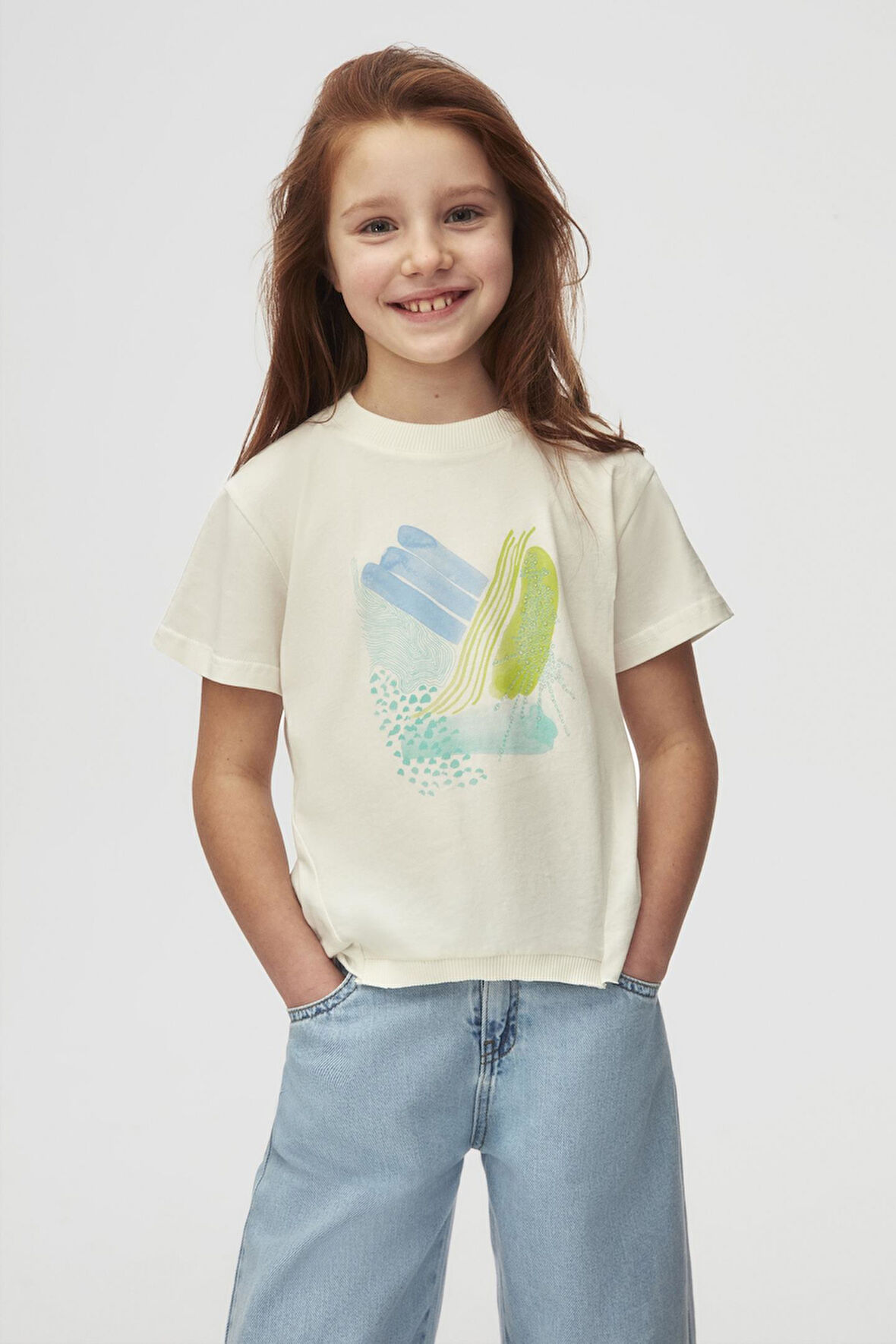 Nk Kız Çocuk Yosun Tshirt 8-14 Yaş Ekru