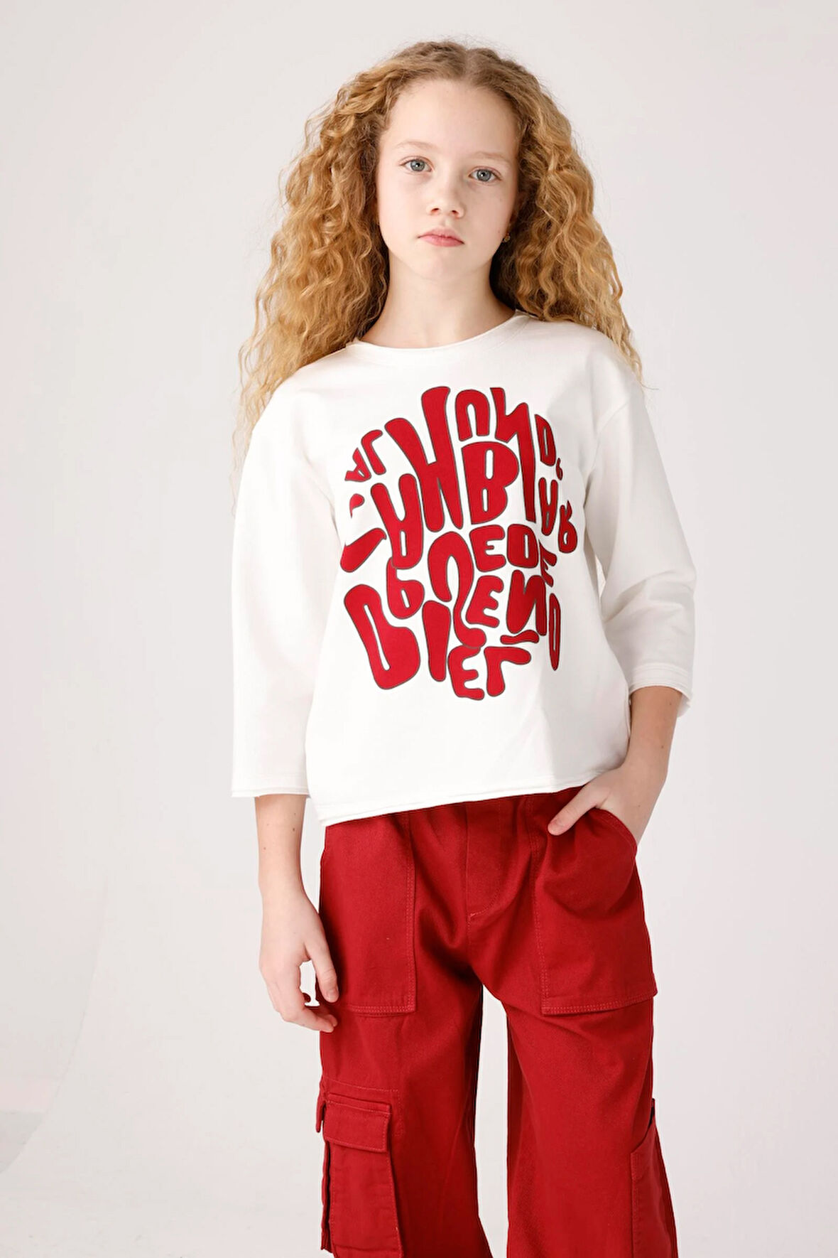 Jena Kız Çocuk Oversize Sweatshirt 8-14 Yaş Ekru