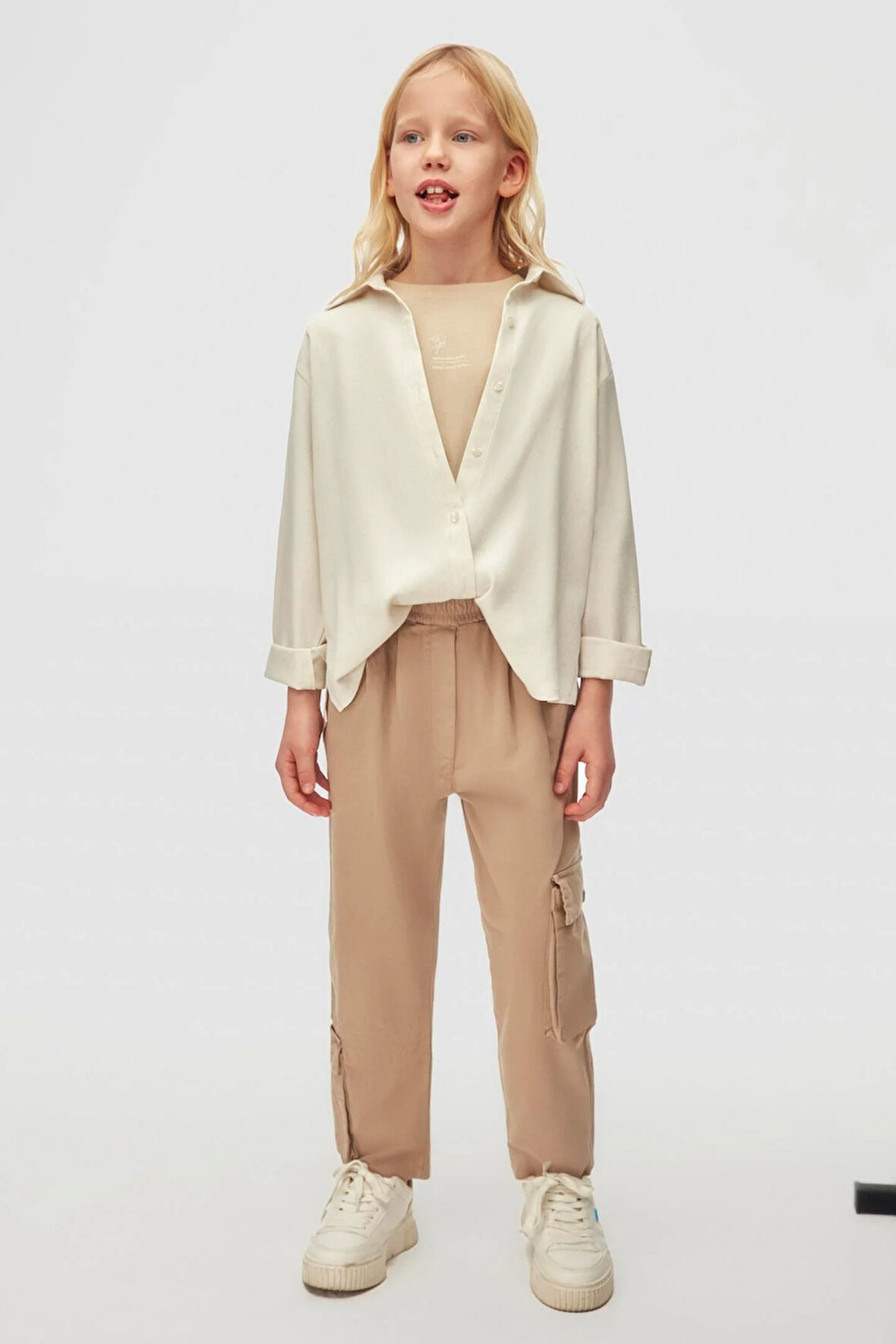 Nk Kız Çocuk Peçli Gömlek 8-14 Yaş Krem