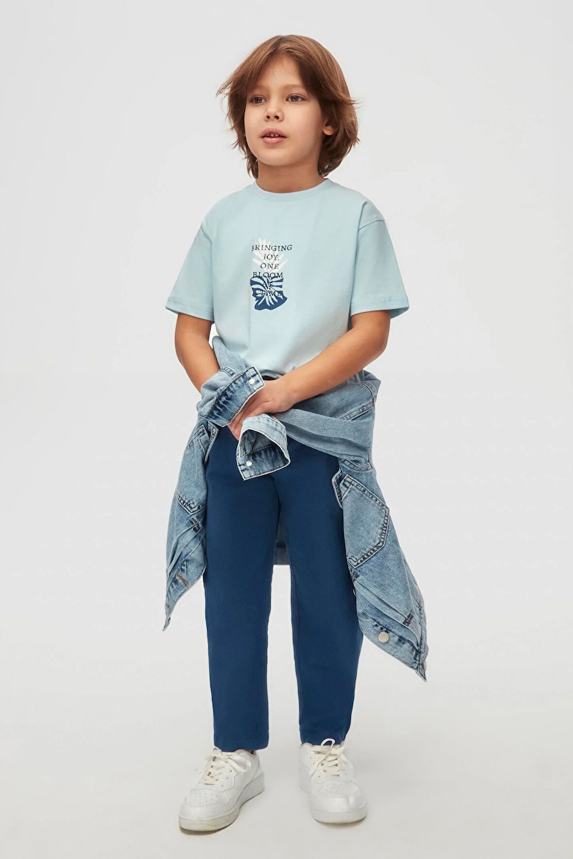 Nk Erkek Çocuk Flooral Tshirt 4-8 Yaş Mavi
