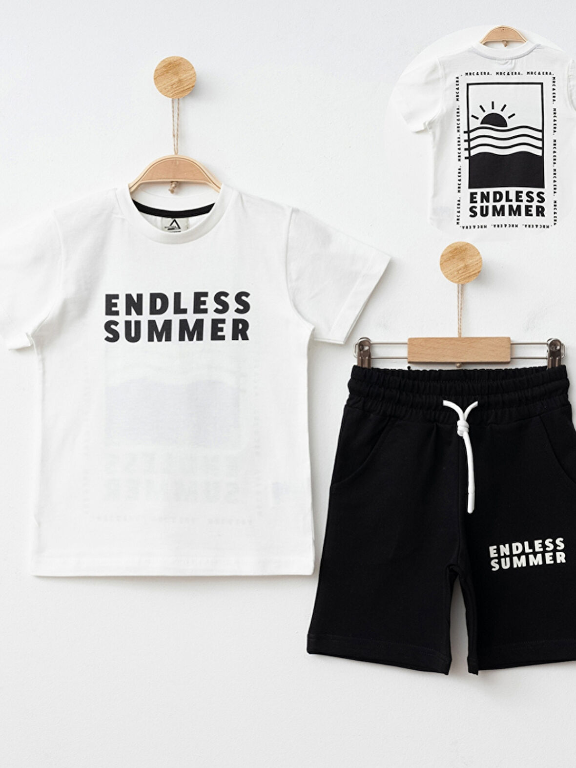 Marcoera Erkek Çocuk Baskılı Şortlu Takım 4-14 Yaş Beyaz