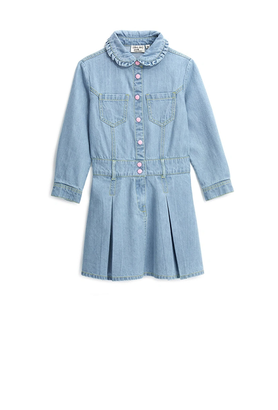 Original Marines Kız Çocuk Denim Elbise 3-8 Yaş Mavi