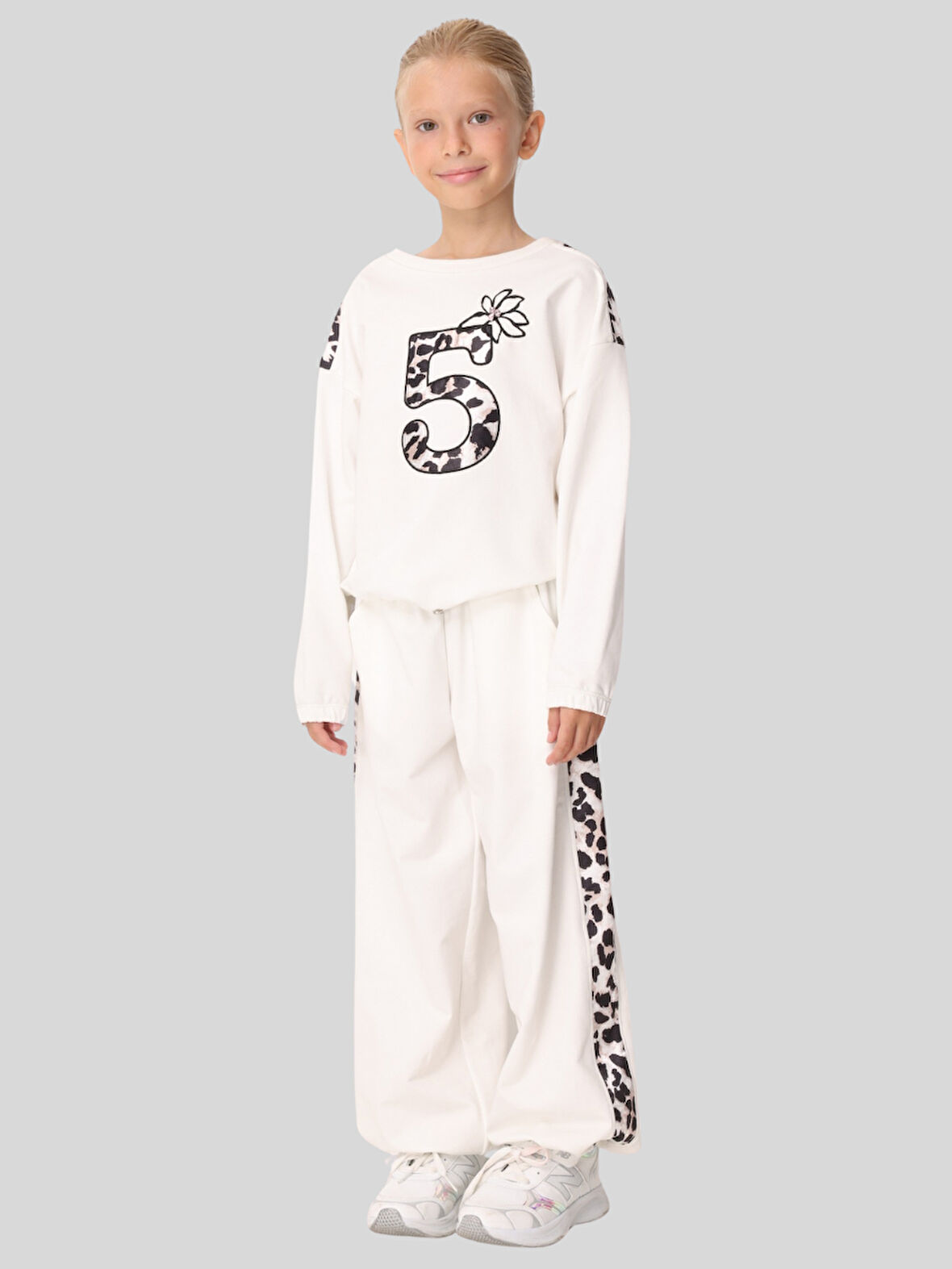 Jena Kız Çocuk Leopar Takım 7-14 Yaş Ekru