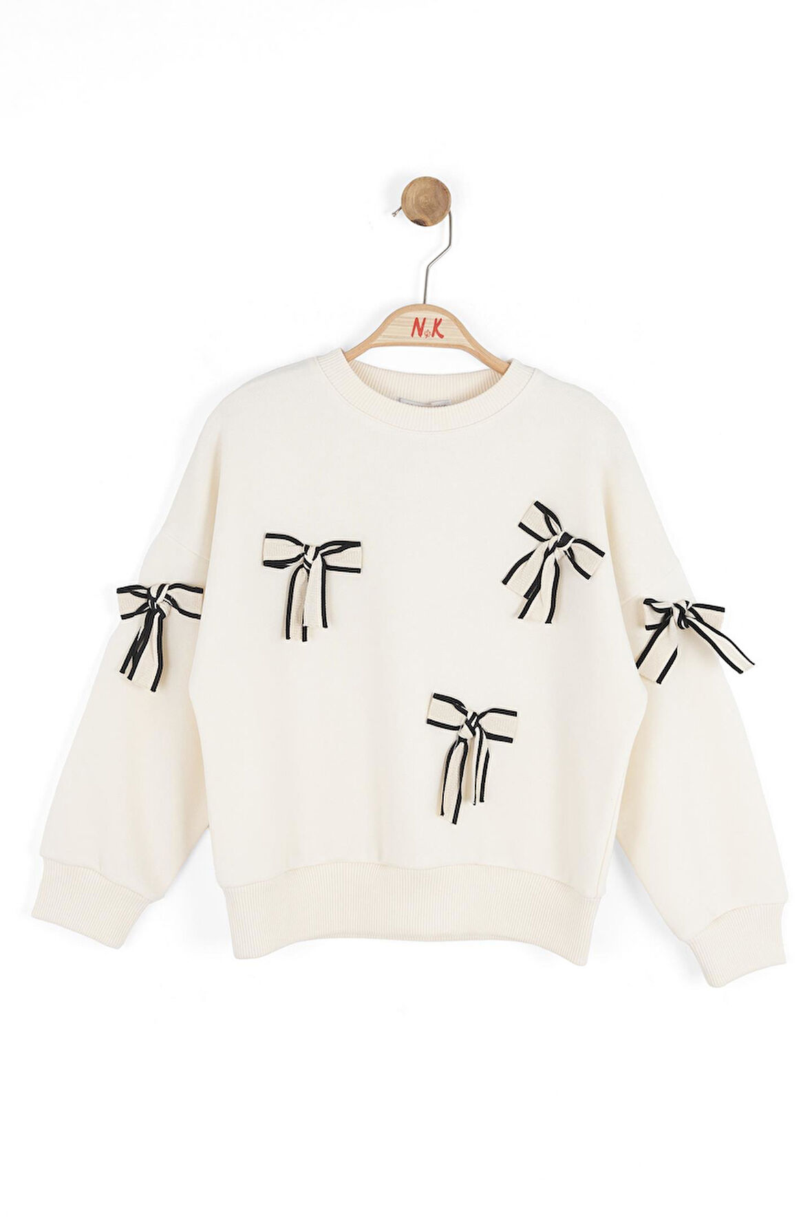 Nk Kız Çocuk Fiyonklu Sweatshirt 4-8 Yaş Krem