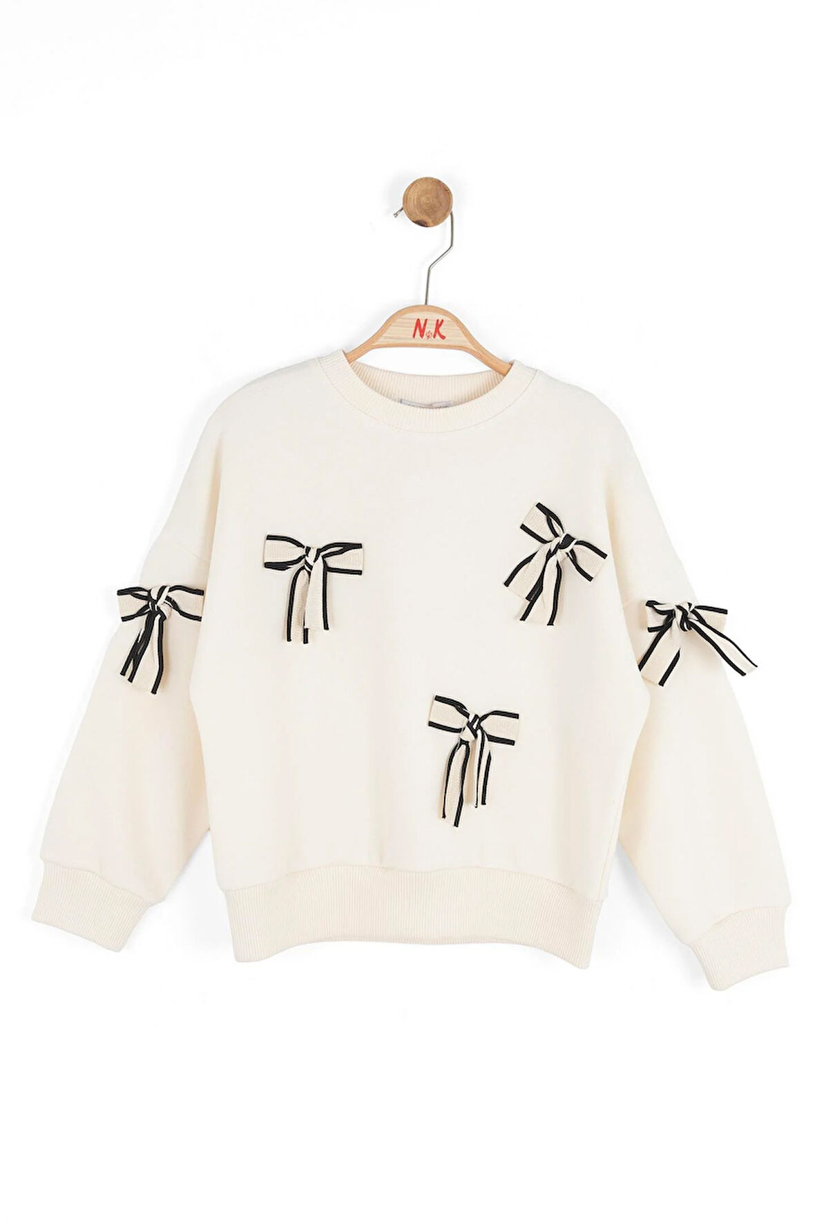 Nk Kız Çocuk Fiyonklu Sweatshirt 4-8 Yaş Krem