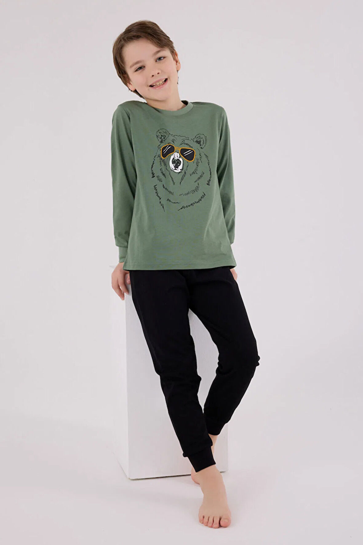 Rolypoly Erkek Çocuk Pijama Takım 9-15 Yaş Yeşil