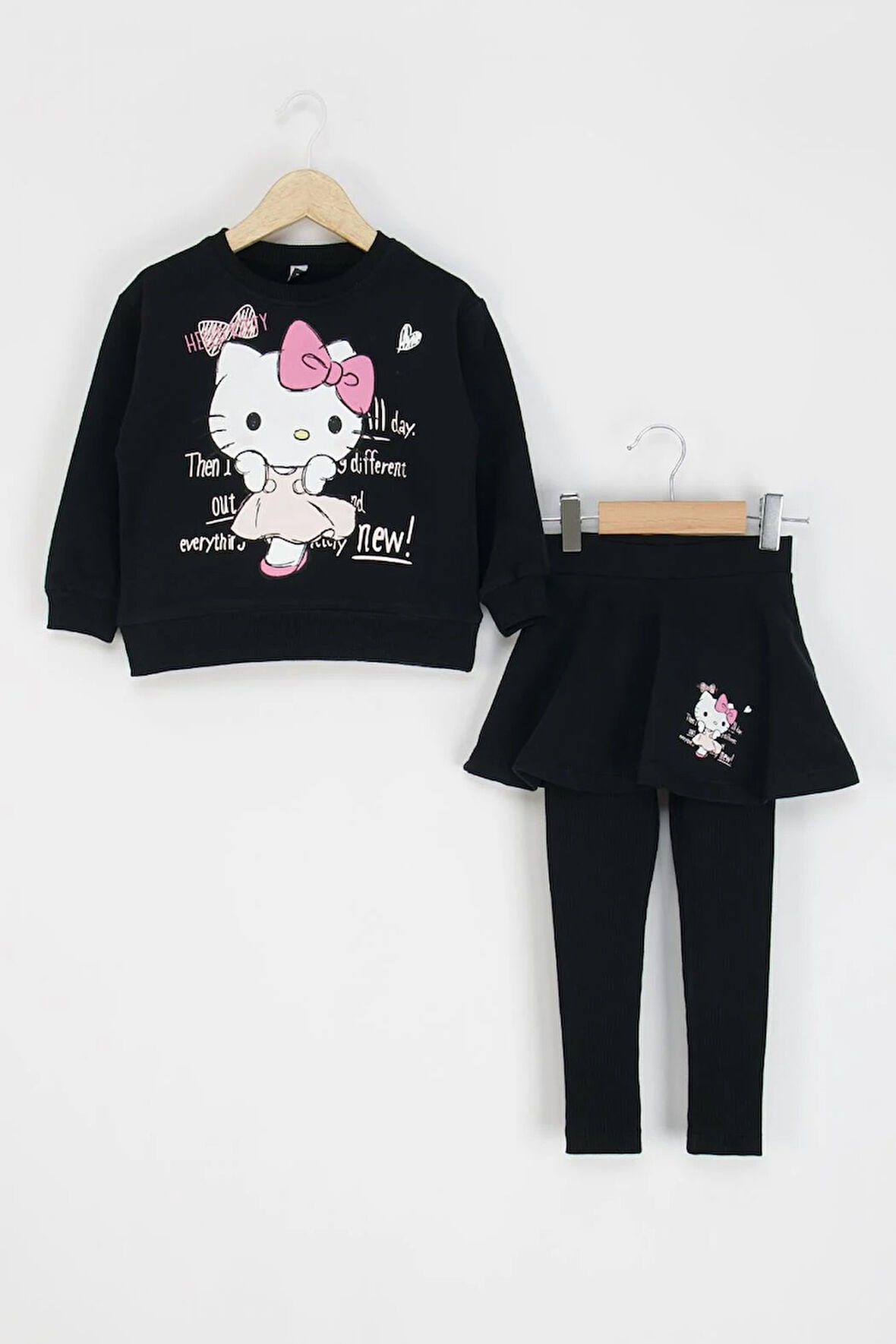 Dmb Kız Çocuk Hello Kitty Taytlı Takım 3-8 Yaş Siyah