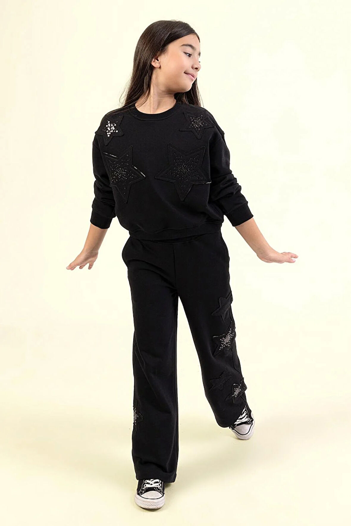 Dmb Kız Çocuk Yıldızlı Eşofman Takım 9-14 Yaş Siyah
