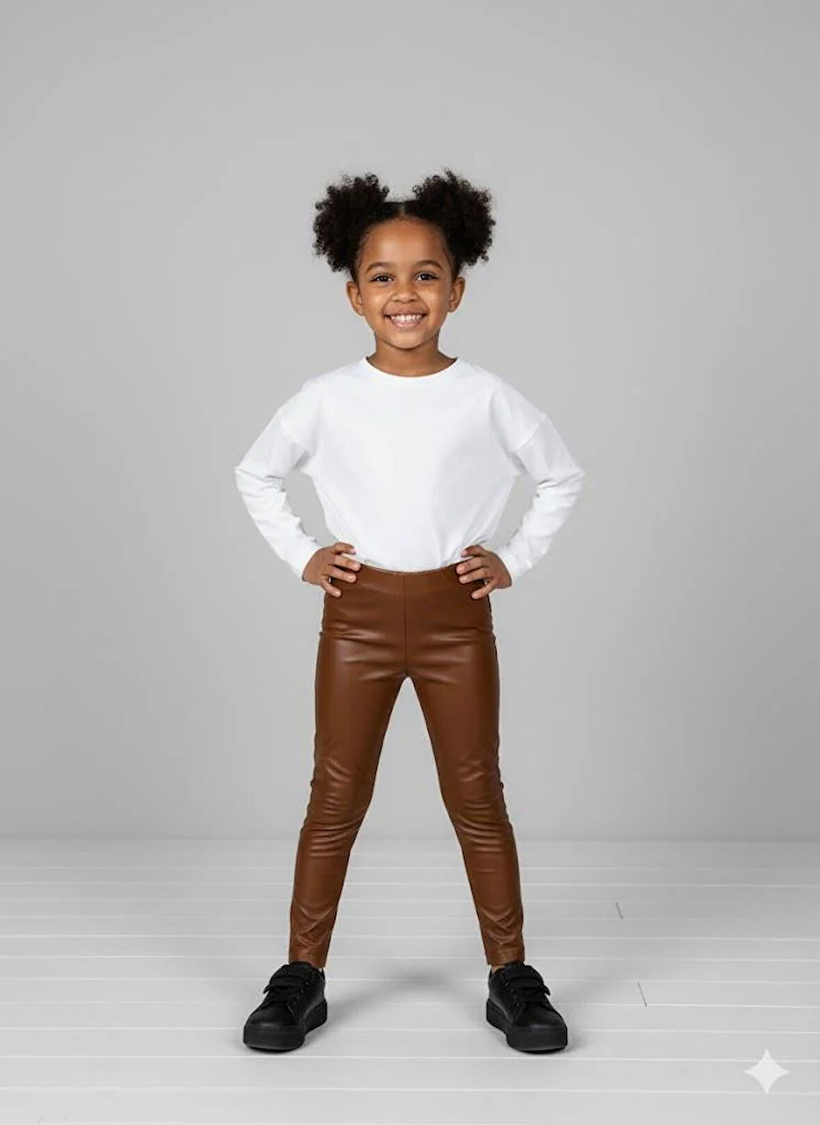 Nk Kız Çocuk Deri Tayt 4-8 Yaş Kahverengi