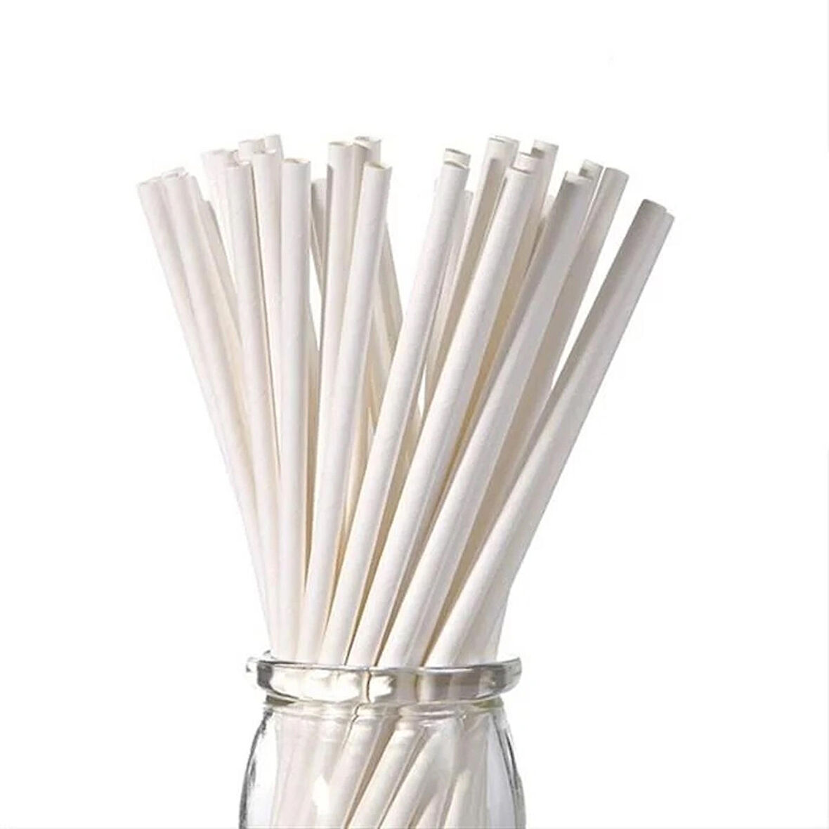 Beyaz Frozen Kağıt Pipet 8 x 204 mm (100 Adet )