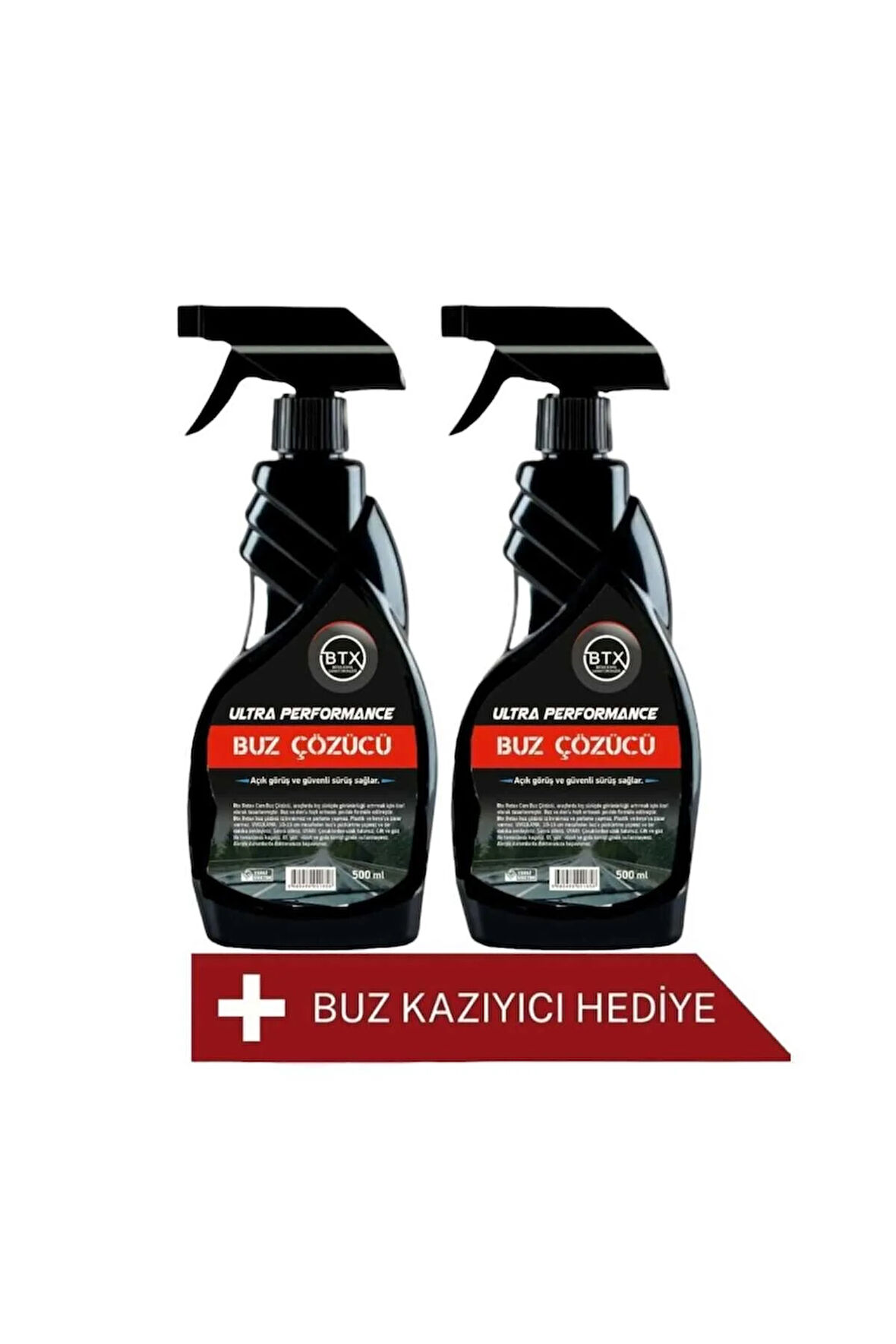 Ultra Performance Red Buz Çözücü Sprey 2 Adet 500 ml Buz Kazıyıcı Hediye