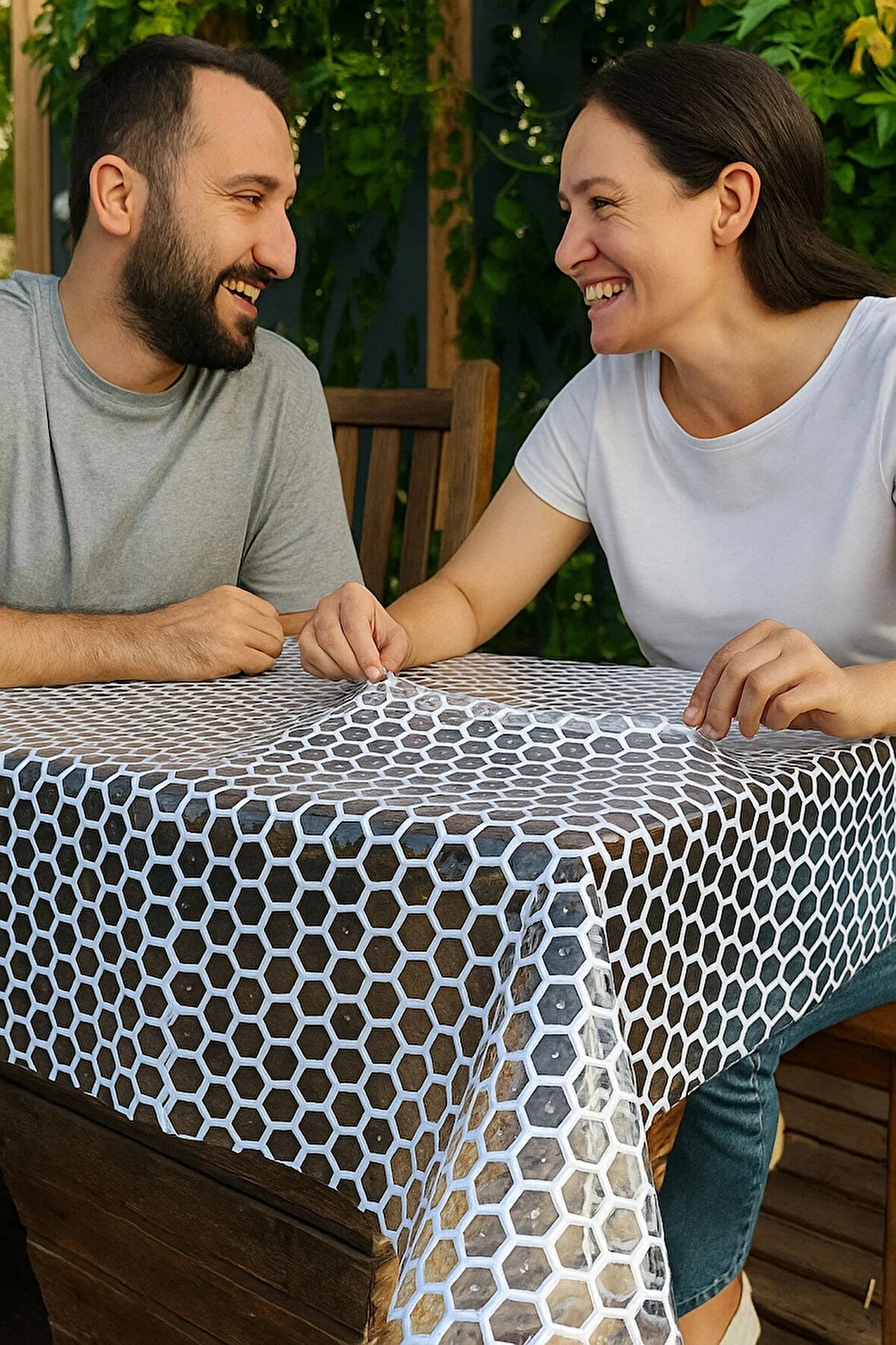 Beyaz Hasır Lüx Pvc Kaplamalı Silinebilir Petek Desen Masa Örtüsü Su Geçirmez Hediye çeyizlik sofra