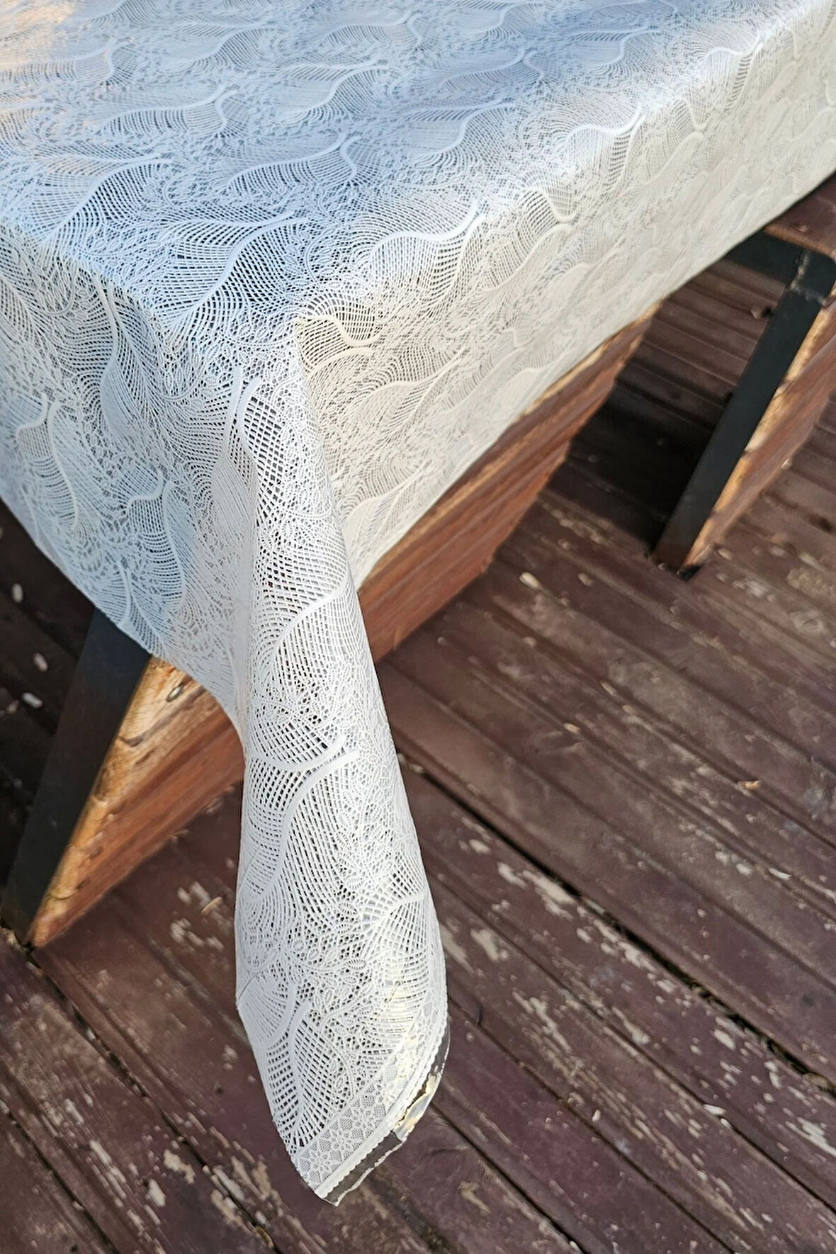 Hasır Pvc Kaplamalı Silinebilir Masa Örtüsü Su Geçirmez Lüks Muşamba Sofra Bezi Dantel Desenli