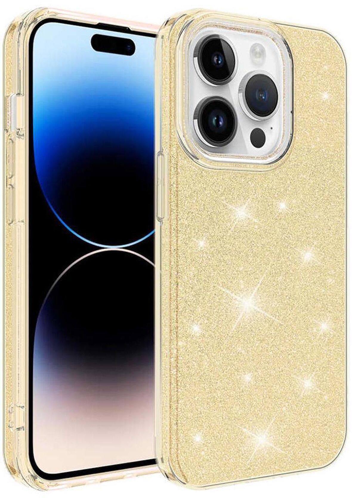 Apple iPhone 14 Pro Kılıf Simli Renkli Silikon 