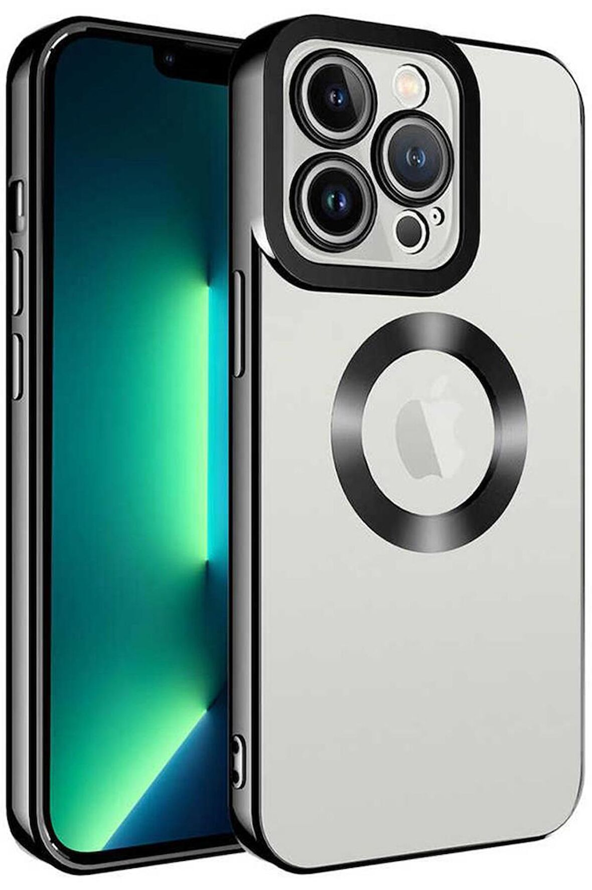 Apple iPhone 11 Pro Max Köşeleri Renkli Şeffaf Kamera Korumalı Silikon Luxury Kapak