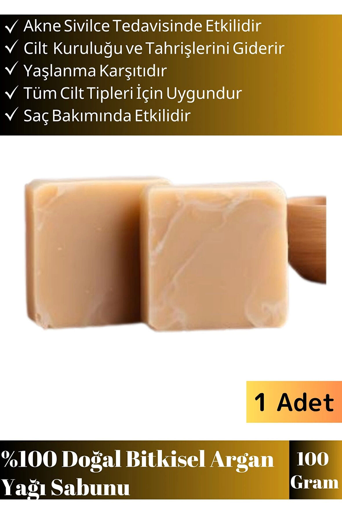 Özel Üretim %100 Doğal Bitkisel Cilt Dostu El Yüz Vücut Cilt Saç Kullanım Argan Yağı Sabunu 1 Adet