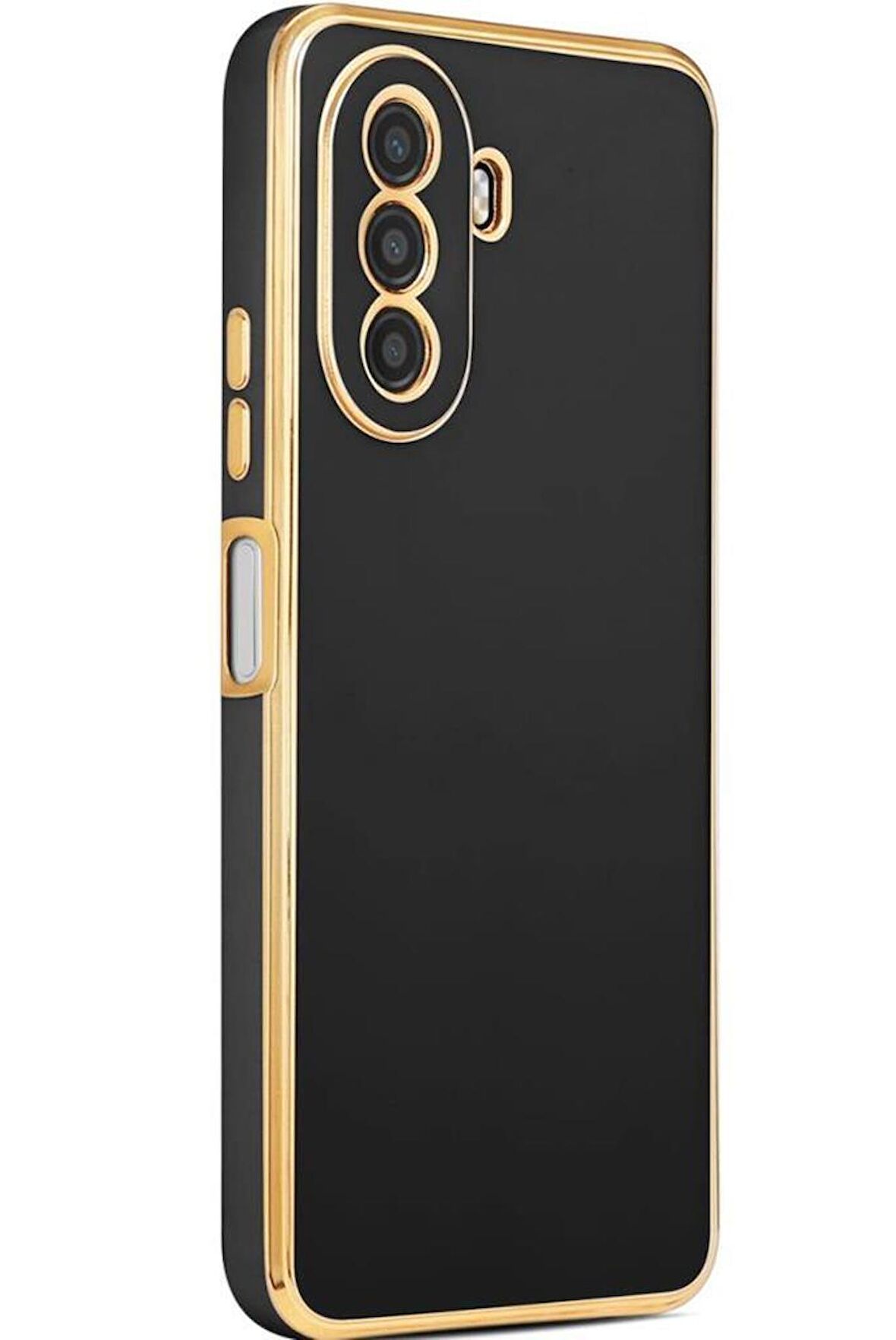 Huawei Nova Y70 Kamera Korumalı Altın Kenar Tasarım Silikon