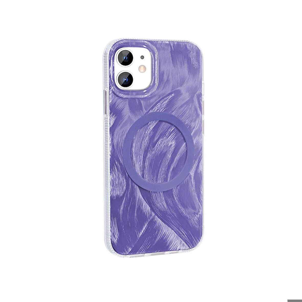 iPhone 11 Kılıf Magsafe Şarj Özellikli Fırça Boya Desenli Palet Kapak