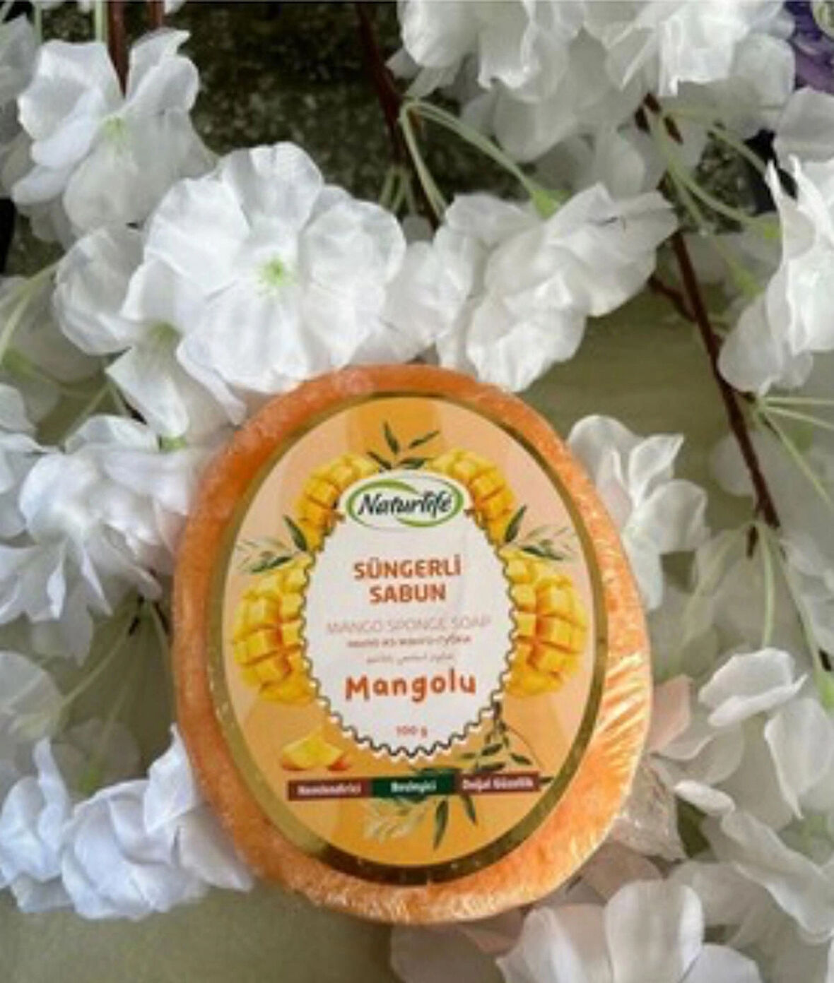 Süngerli mangolu sabun 3*100