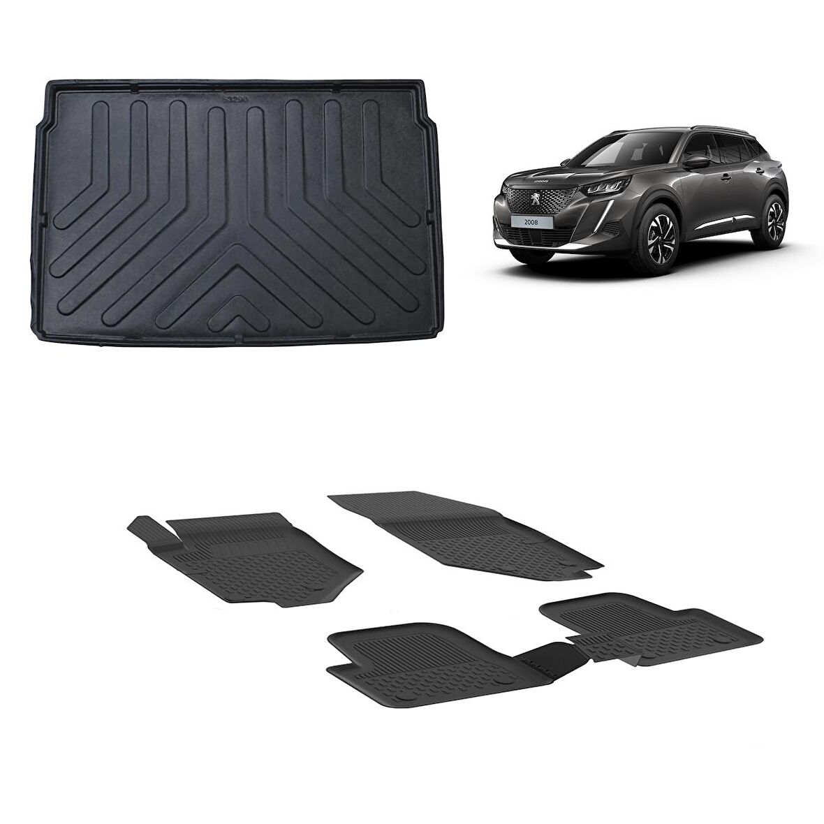 Sahler Sahler Peugeot 2008 2019 + 4.5 D Paspas ve 3D Bagaj Havuzu Siyah