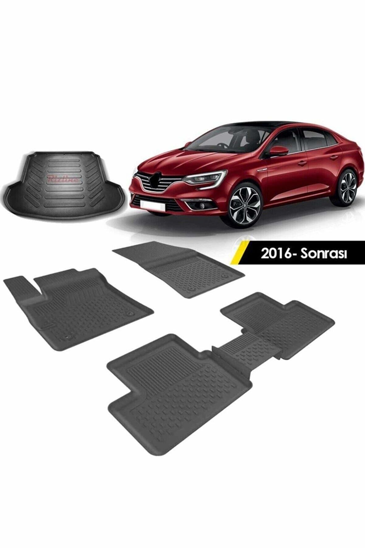 Sahler Sahler Renault Megane 4 Sedan 2016 Sonrası 4.5D Paspas Rizline 3D Bagaj Havuzu Set