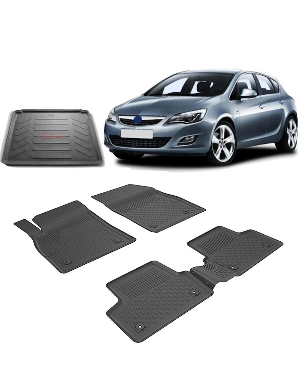 Sahler Sahler Opel Asta J Sedan 2009-2019 4.5D Paspas ve Rizline 3D Bagaj Havuzu Siyah