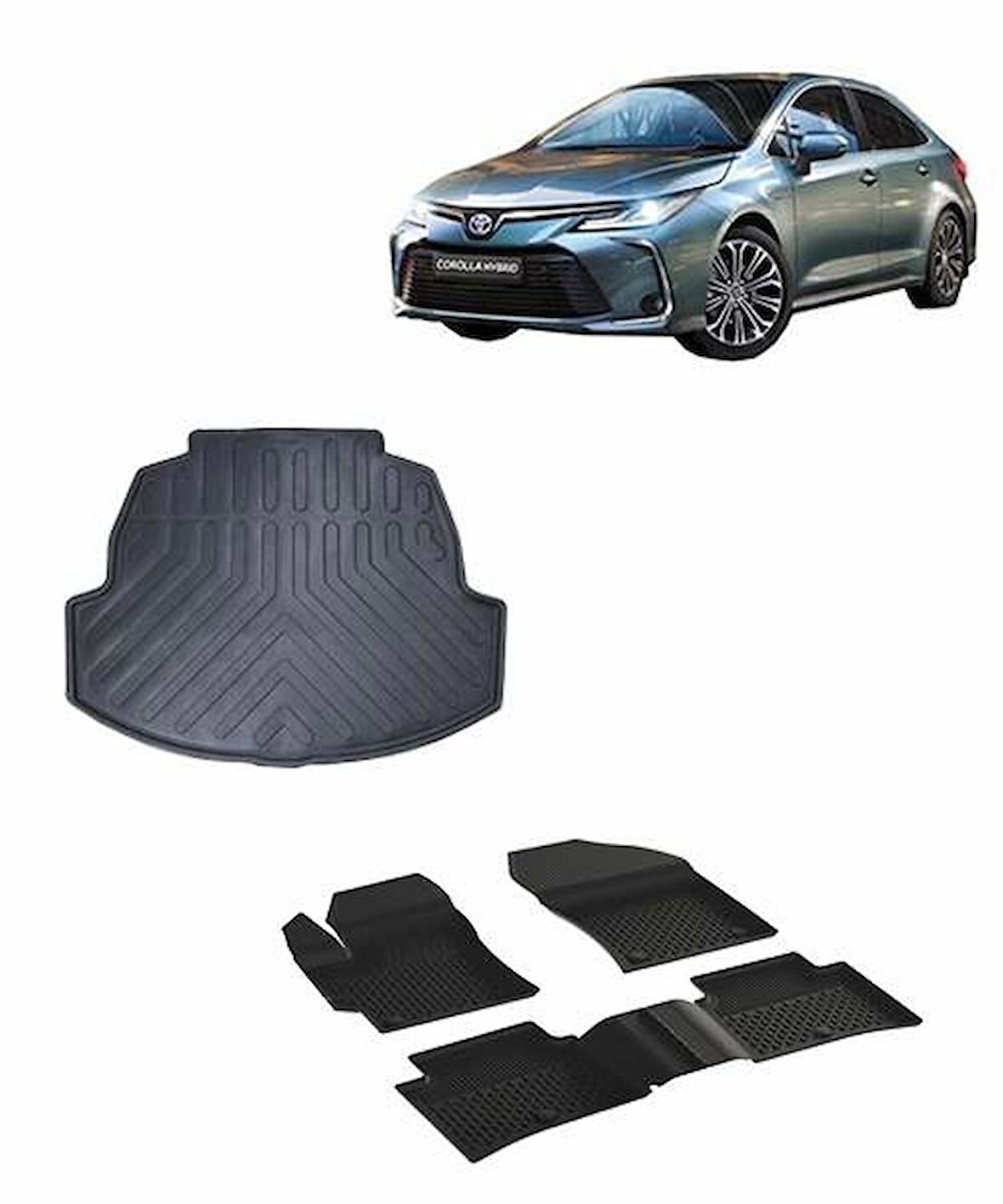 Sahler Sahler Toyota Corolla Sedan 2019 ve  Sonrası 4.5D Paspas Rizline 3D Bagaj Havuzu Set