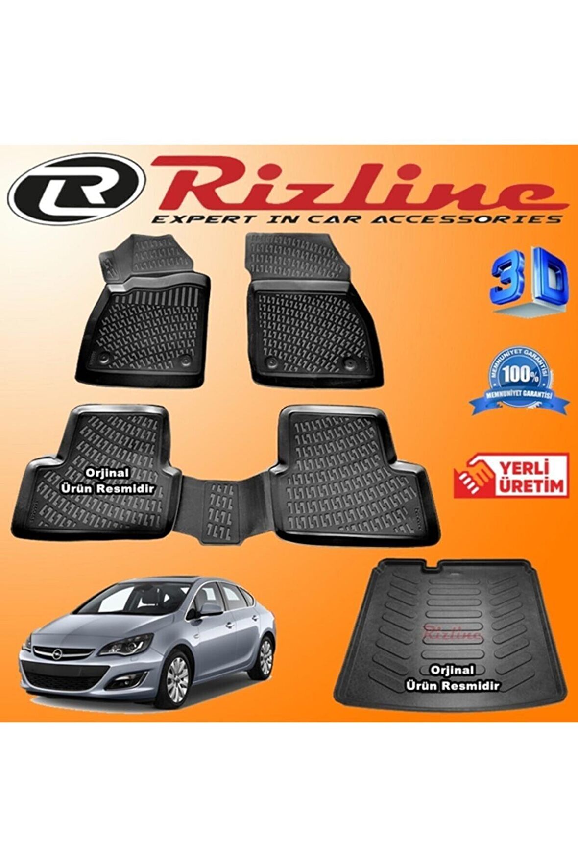 Opel Astra J Sedan 2012-2019 3D Havuzlu Paspas ve Bagaj Havuzu Set