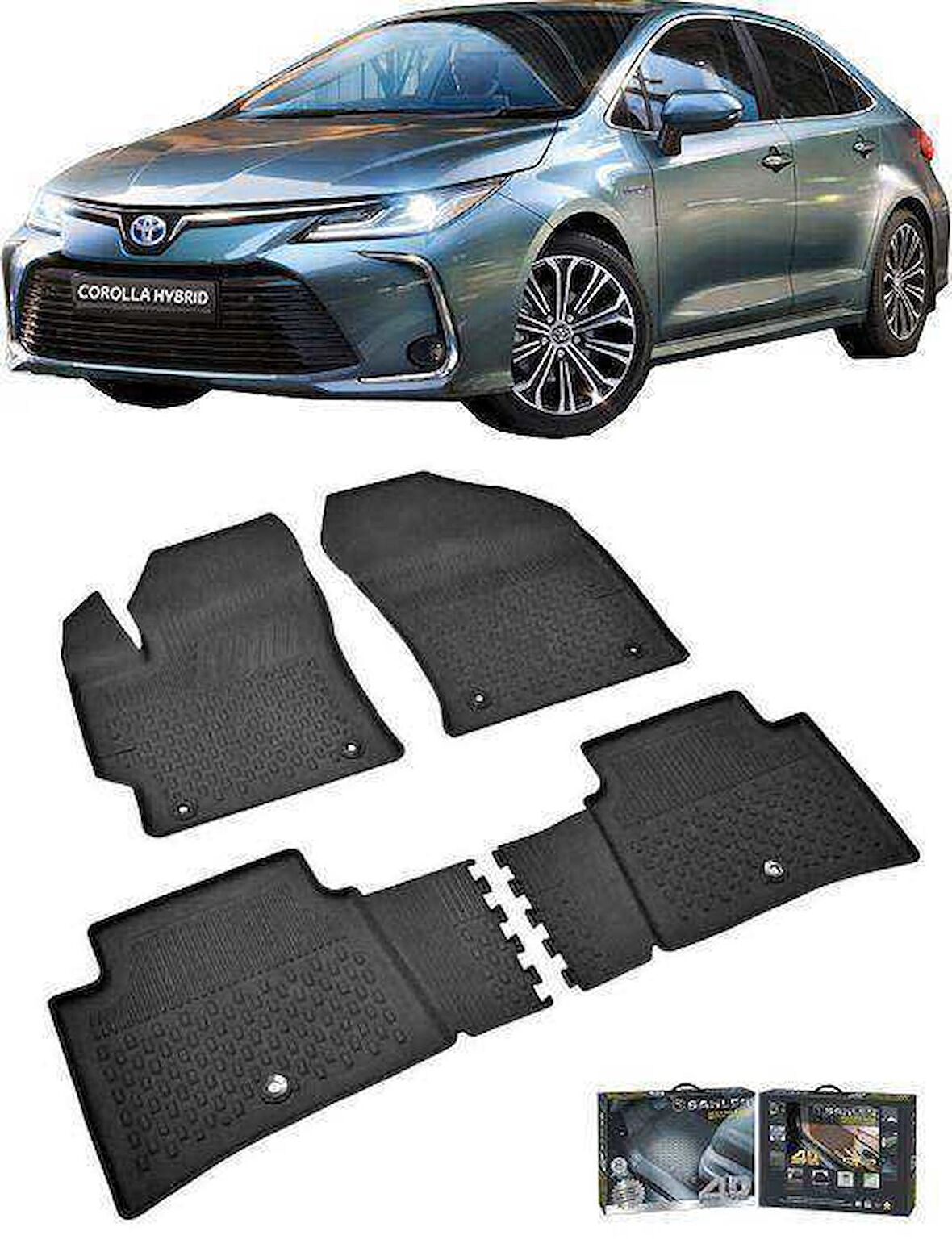 Sahler Toyota Corolla  Sedan 2019 ve Sonrası  4.5D Havuzlu Paspas Siyah