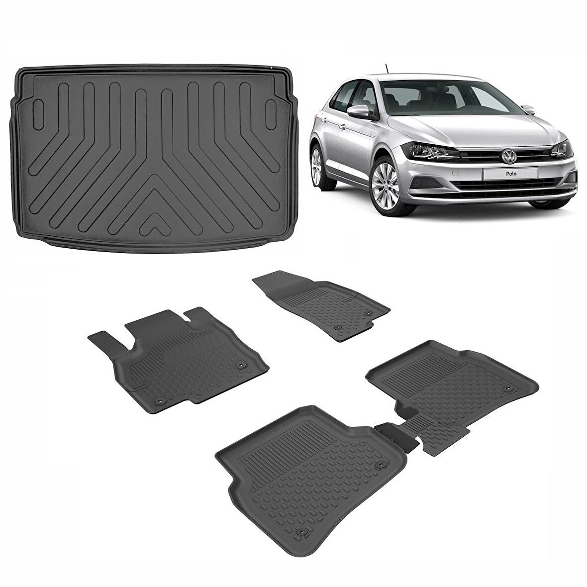 Sahler Sahler Volkswagen Polo 2017+ 4.5 D Paspas ve Rizline Bagaj Havuzu Siyah