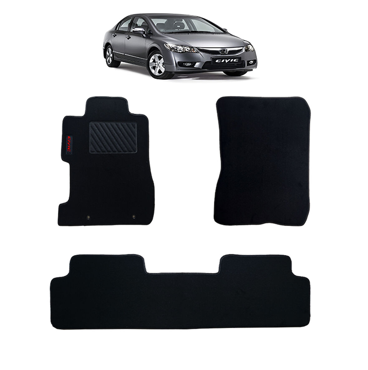 Rizline Honda Civic 2006-2012 Halı Paspas Kırmızı Yazılı