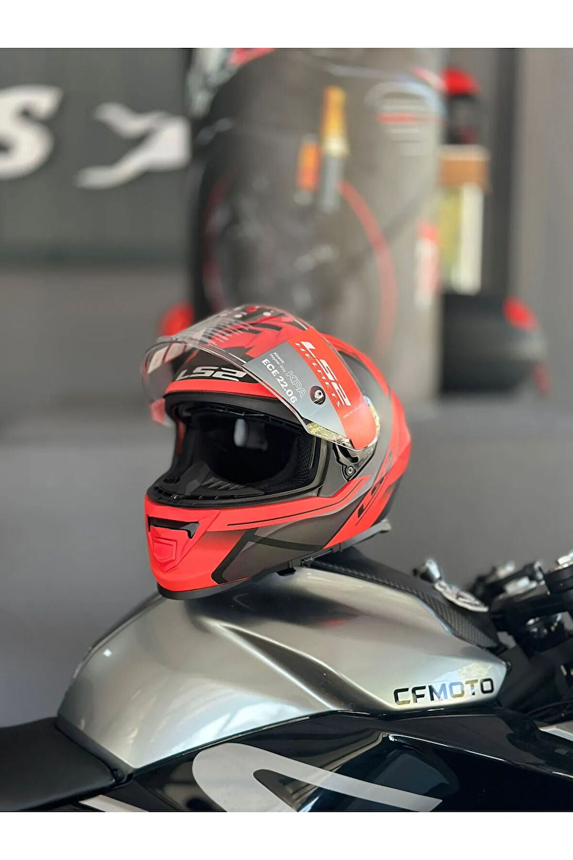 Storm 2 Faster Mat Kırmızı-tıtanıum Motosiklet Kaskı Ecr 22.06 Sertifikalı